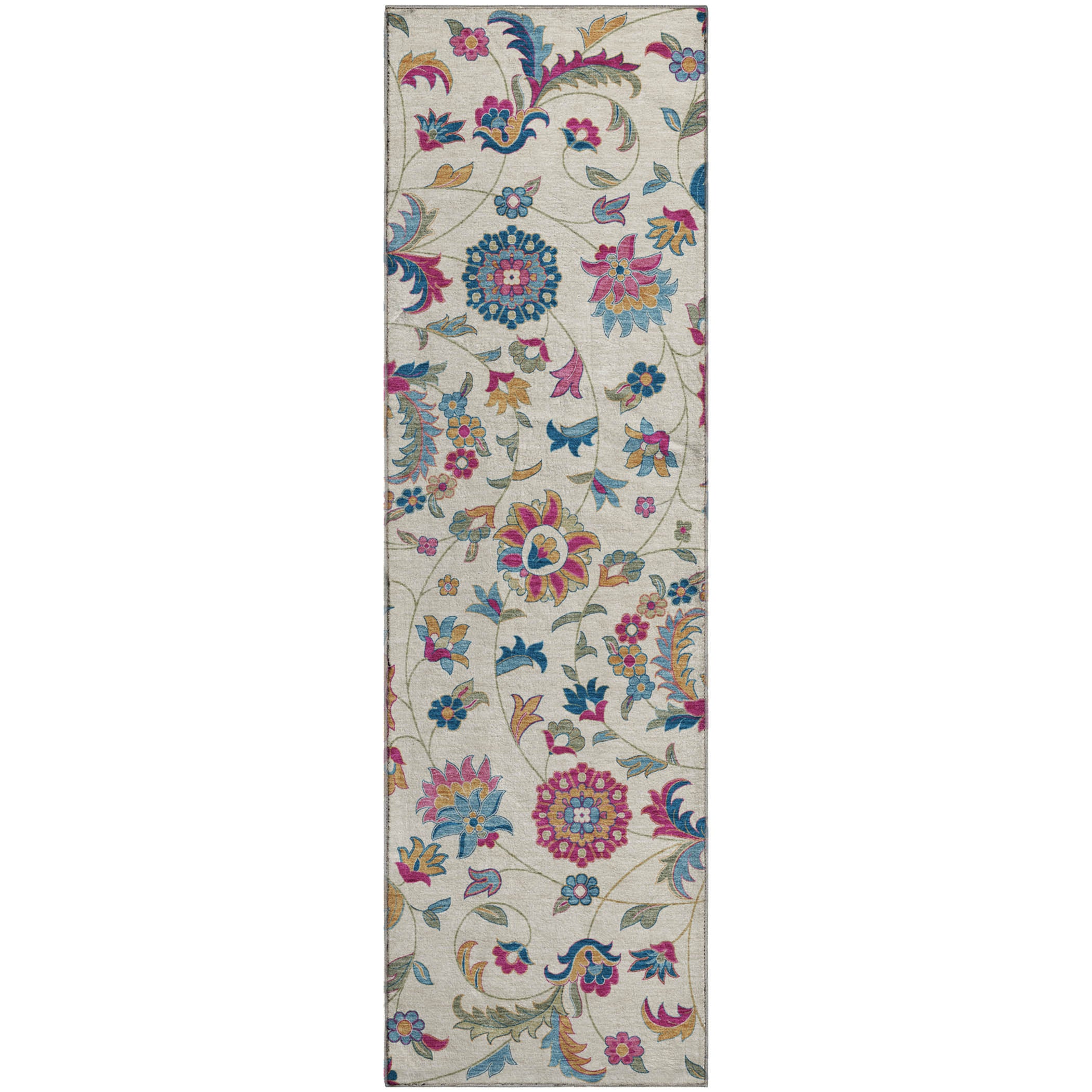 Baku Machine Washable Transitional Linen Ivory Rug 2'3" x 7'6" #shape_Runner