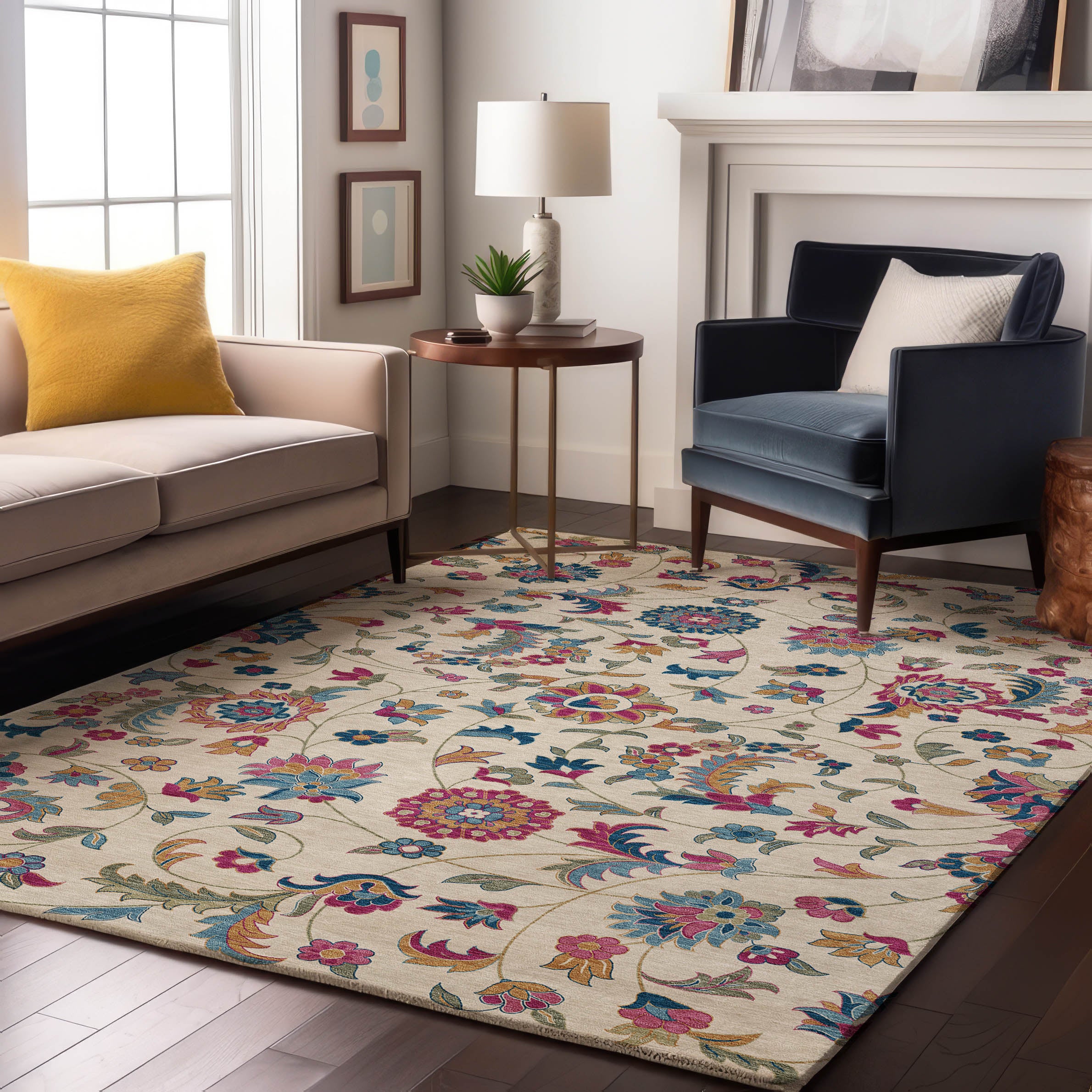 Baku Machine Washable Transitional Linen Ivory Rug 2'6" x 3'10" #shape_Rectangle