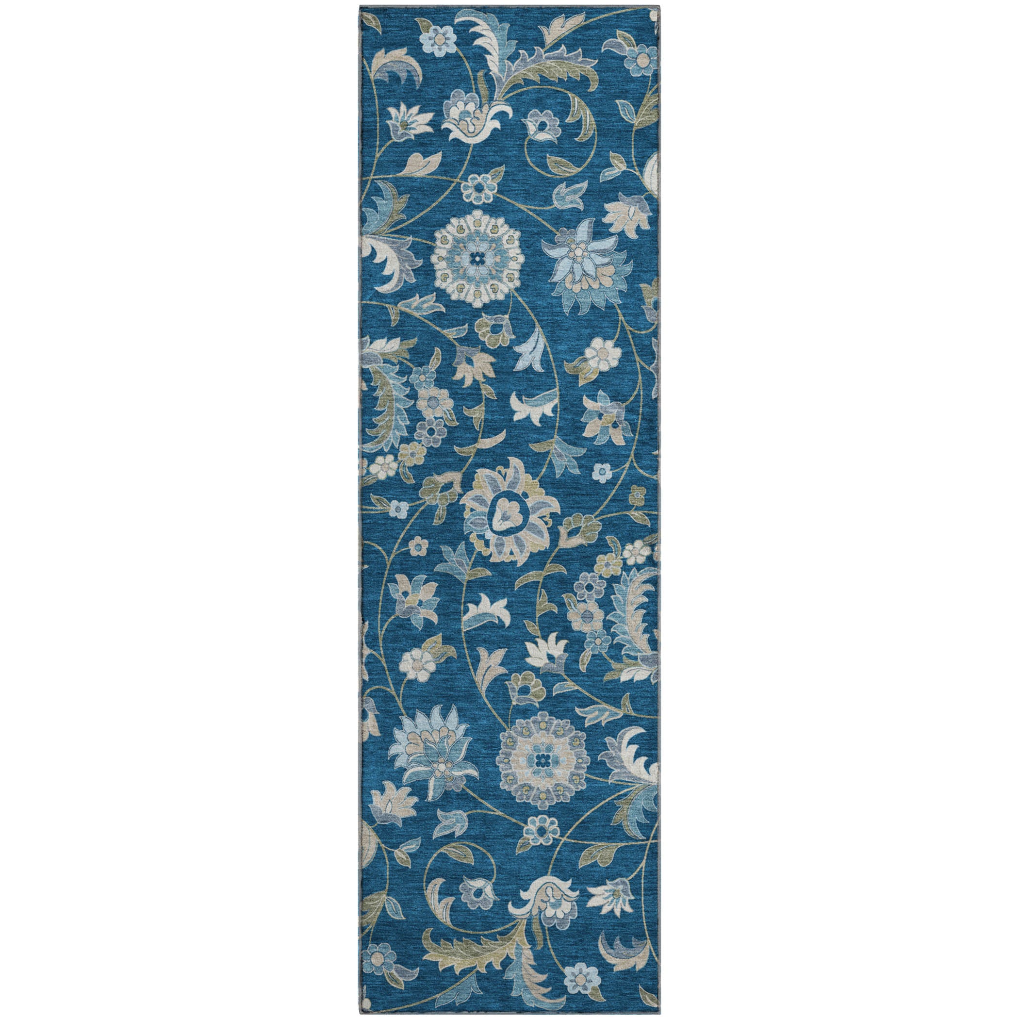 Baku Machine Washable Transitional Navy Blue Rug 2'3" x 7'6" #shape_Runner