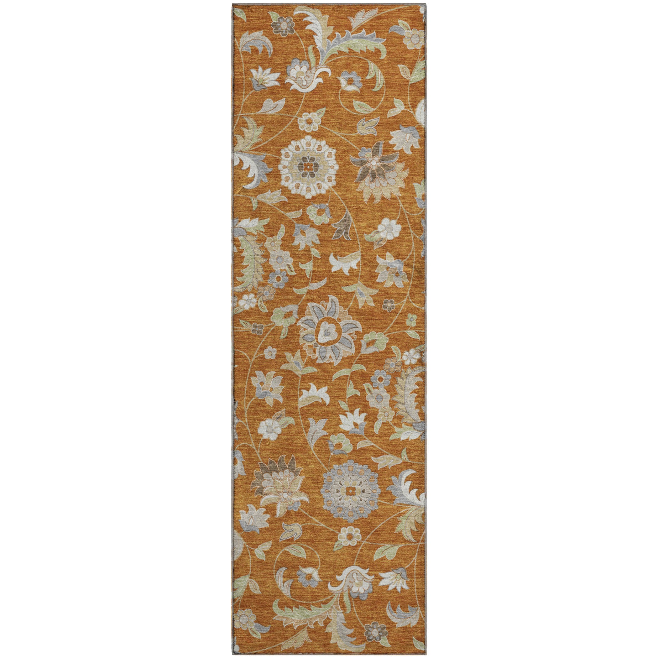 Baku Machine Washable Transitional Paprika Orange Rug 2'3" x 7'6" #shape_Runner
