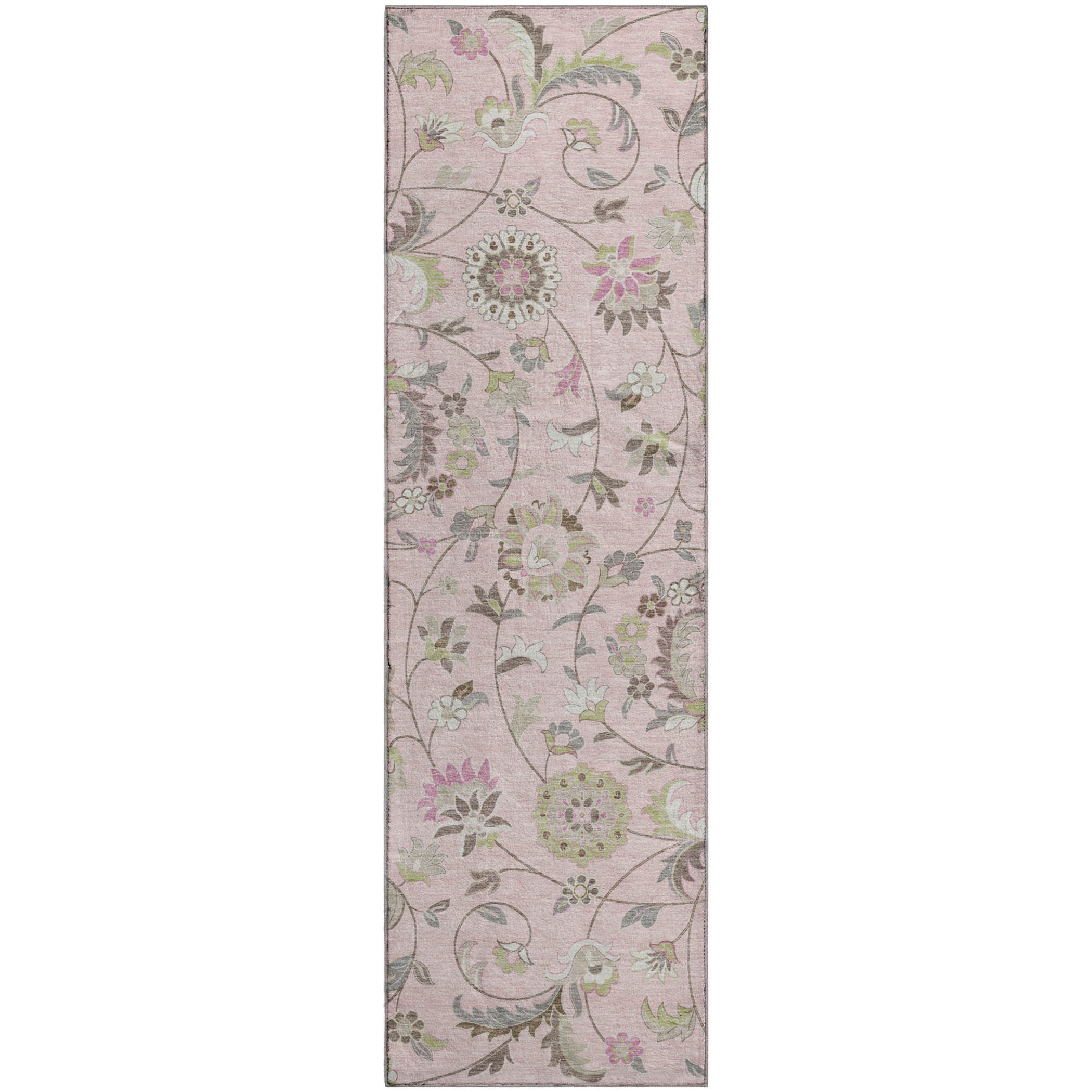 Baku Machine Washable Transitional Pink Rug 2'3" x 7'6" #shape_Runner