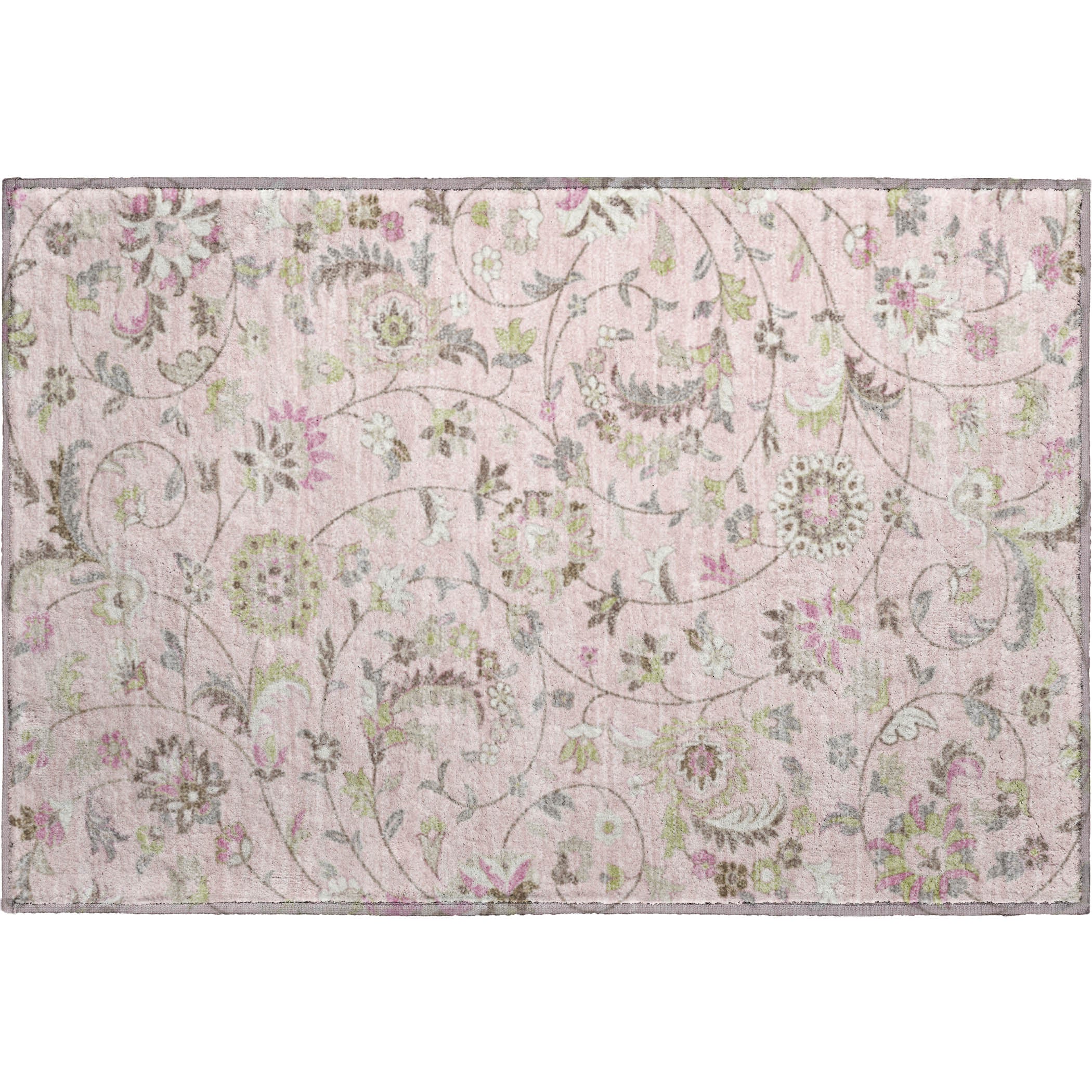 Baku Machine Washable Transitional Pink Rug 1'8" x 2'6" #shape_Rectangle