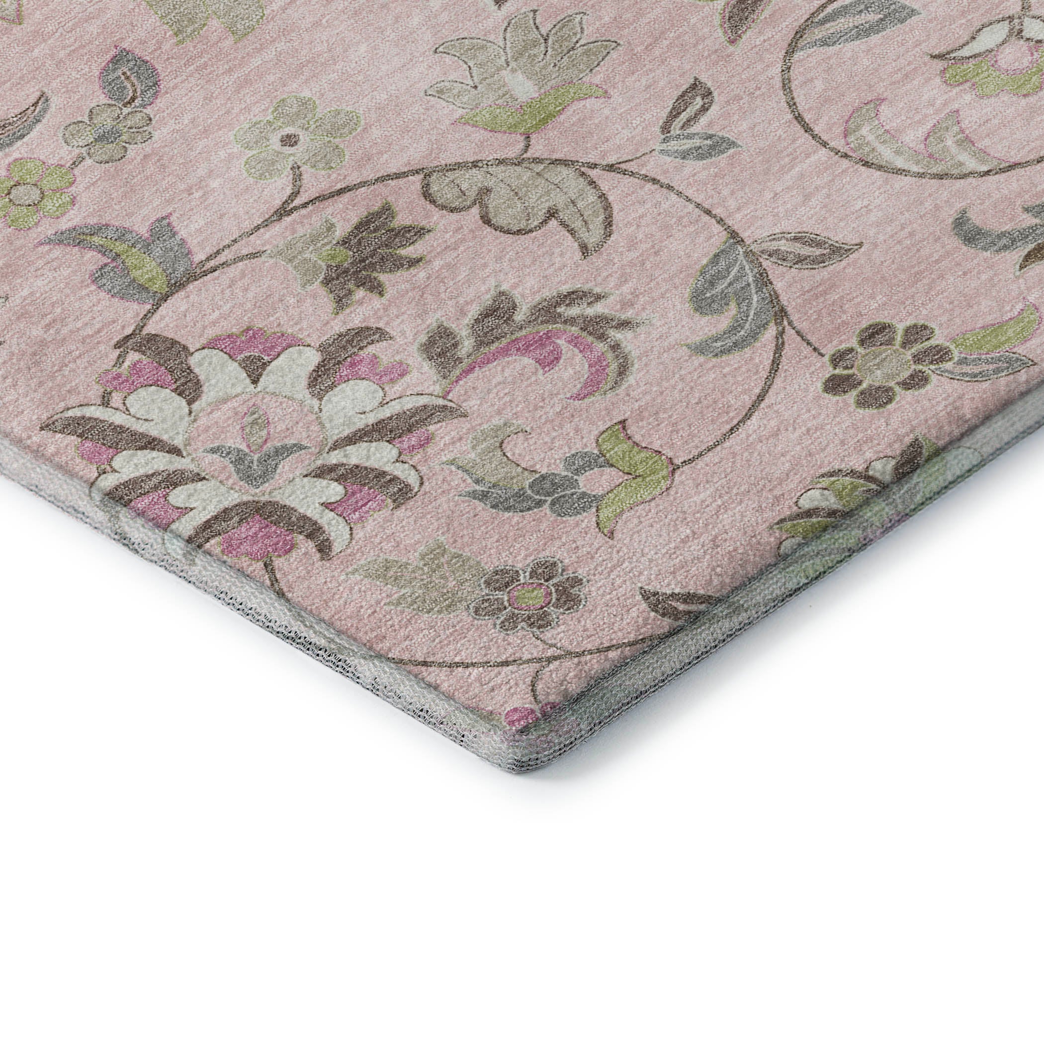Baku Machine Washable Transitional Pink Rug 1'8" x 2'6" #shape_Rectangle