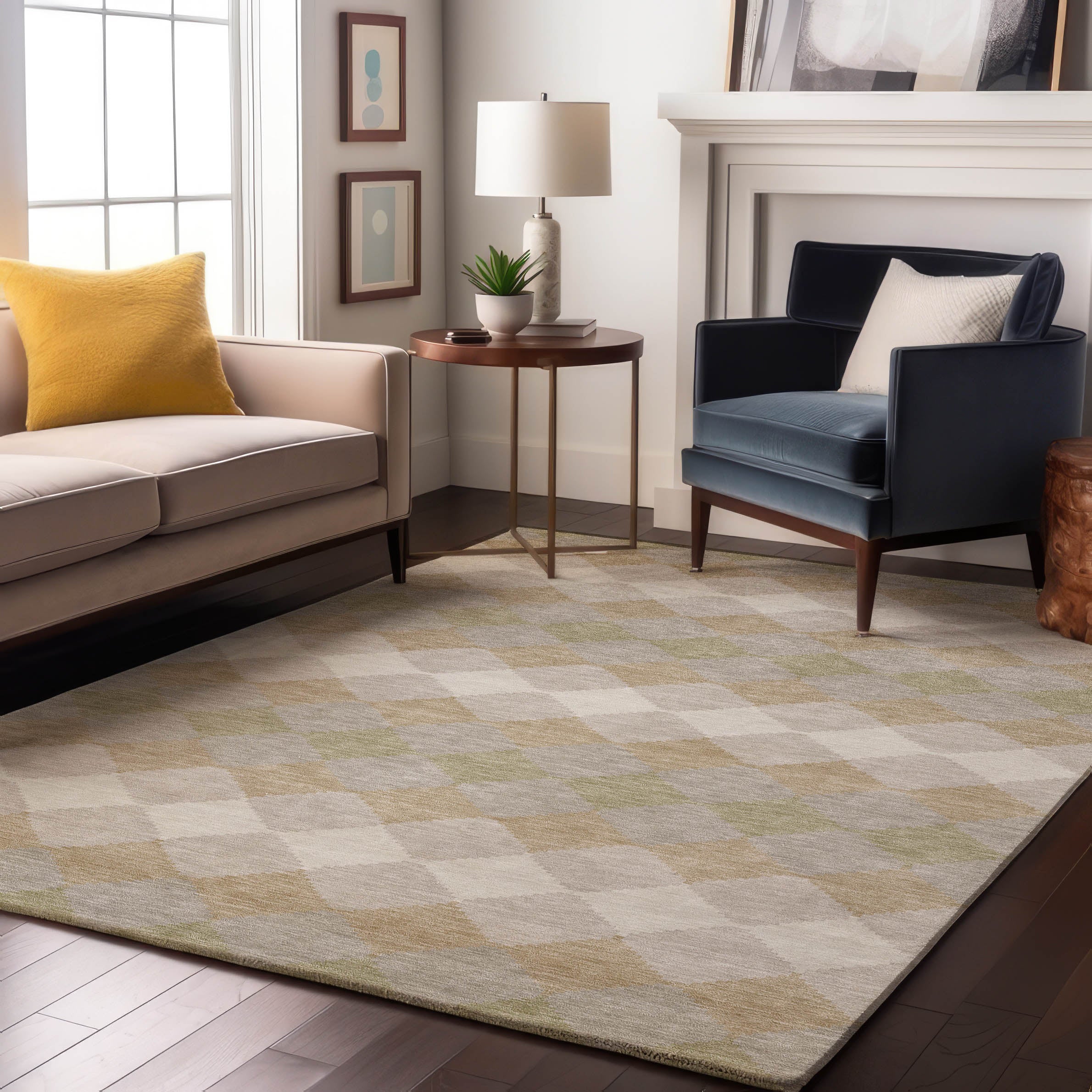 Colombo Machine Washable Transitional Beige Brown Rug 2'6" x 3'10" #shape_Rectangle