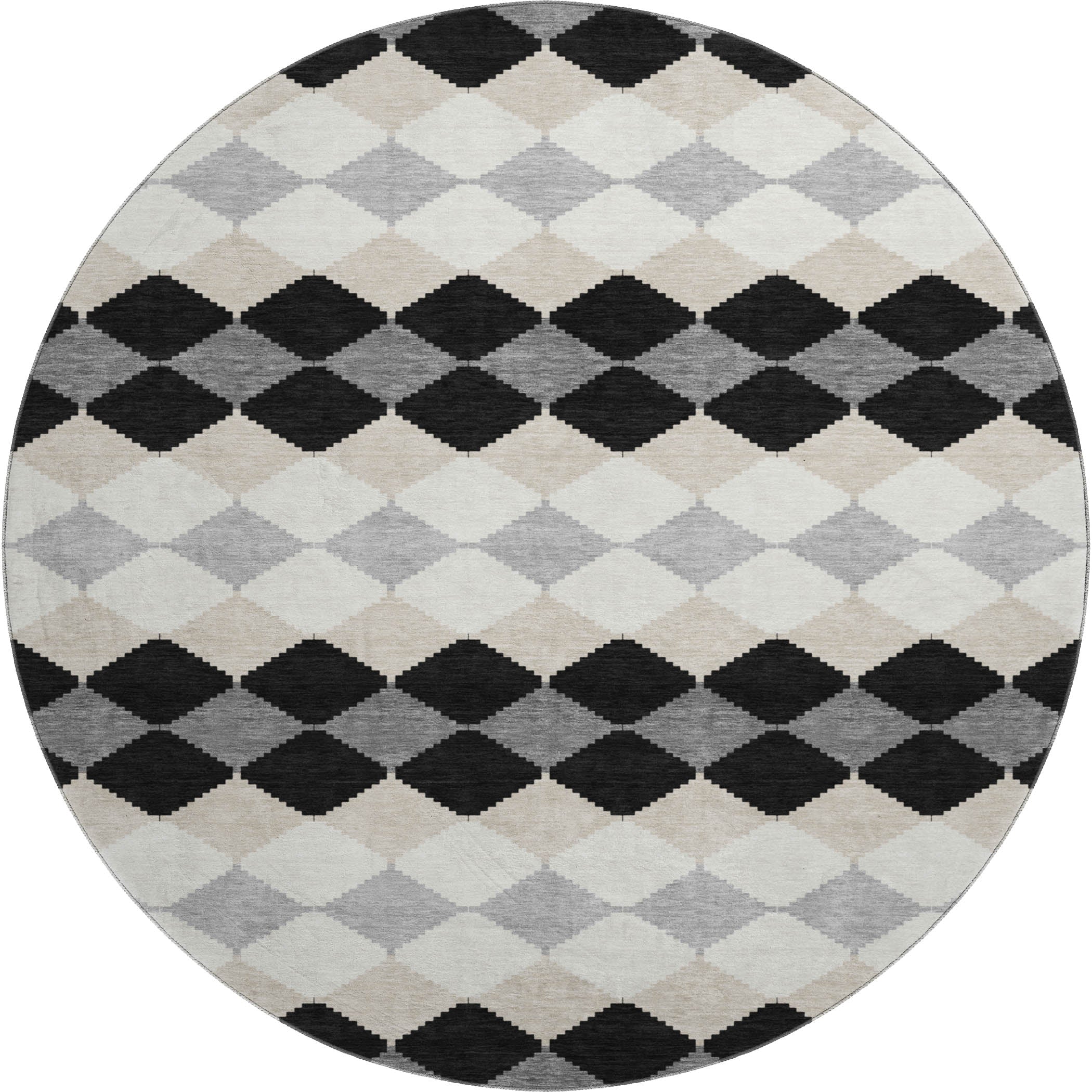 Colombo Machine Washable Transitional Black Rug 8' x 8' #shape_Round