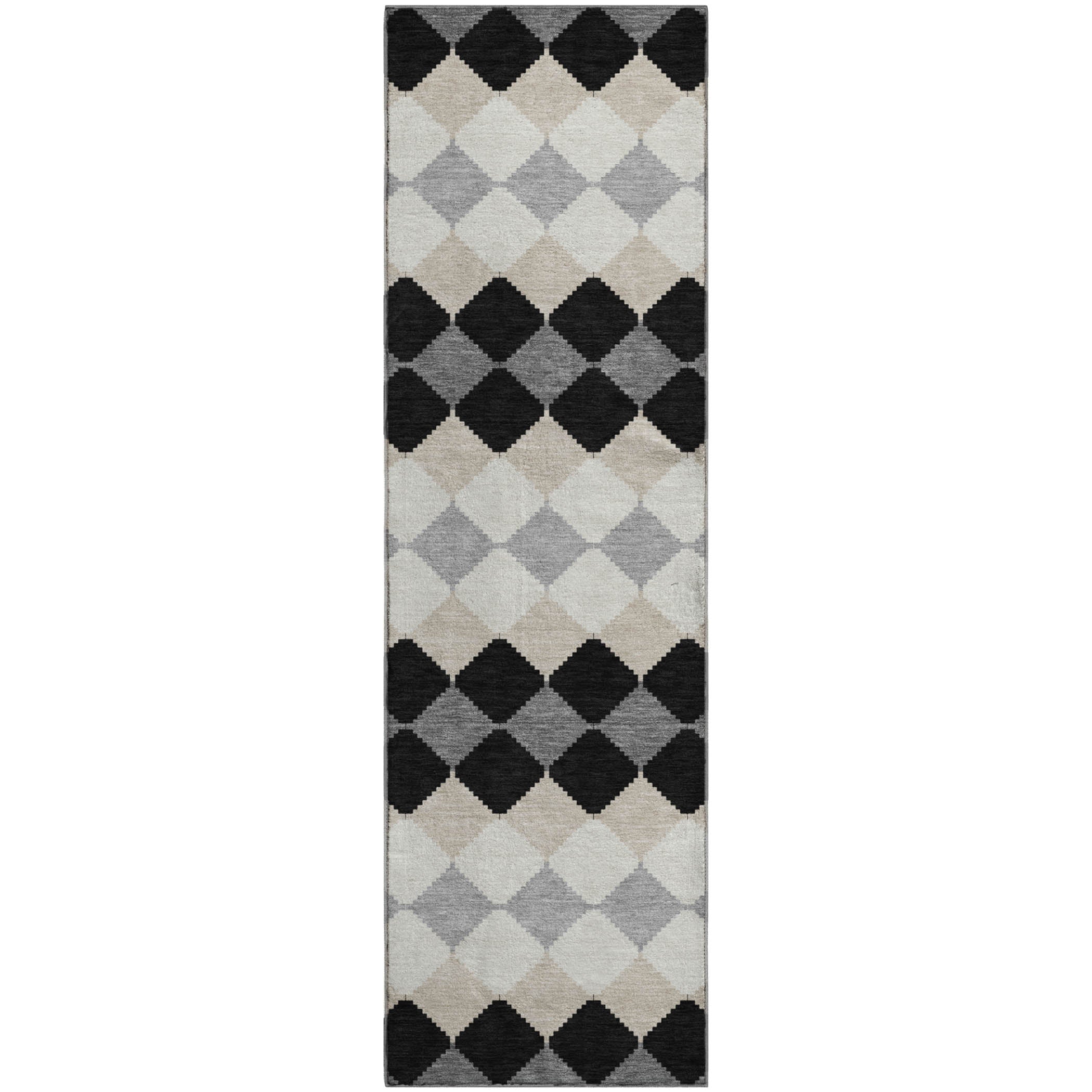 Colombo Machine Washable Transitional Black Rug 2'3" x 7'6" #shape_Runner