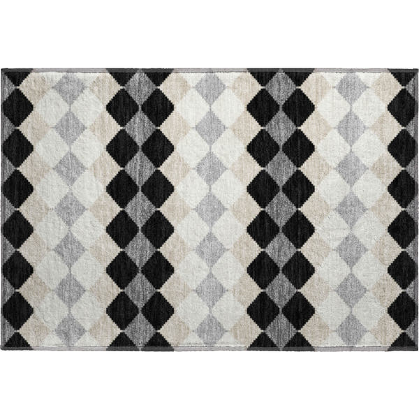 Colombo Machine Washable Transitional Black Rug 1'8" x 2'6"