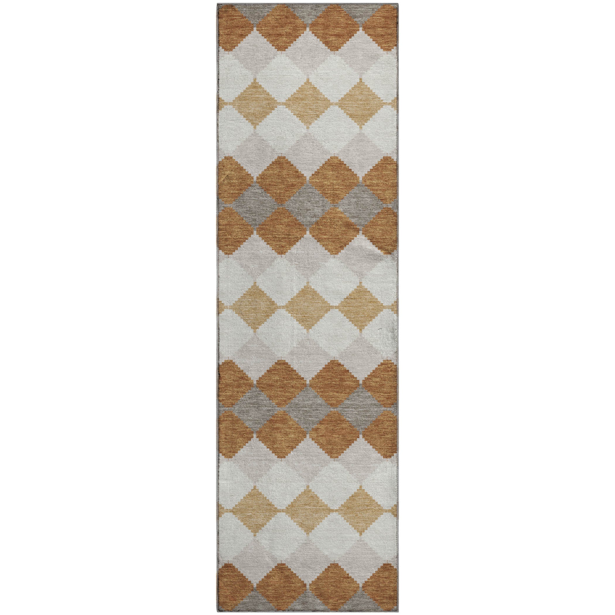 Colombo Machine Washable Transitional Copper Orange Rug 2'3" x 7'6" #shape_Runner
