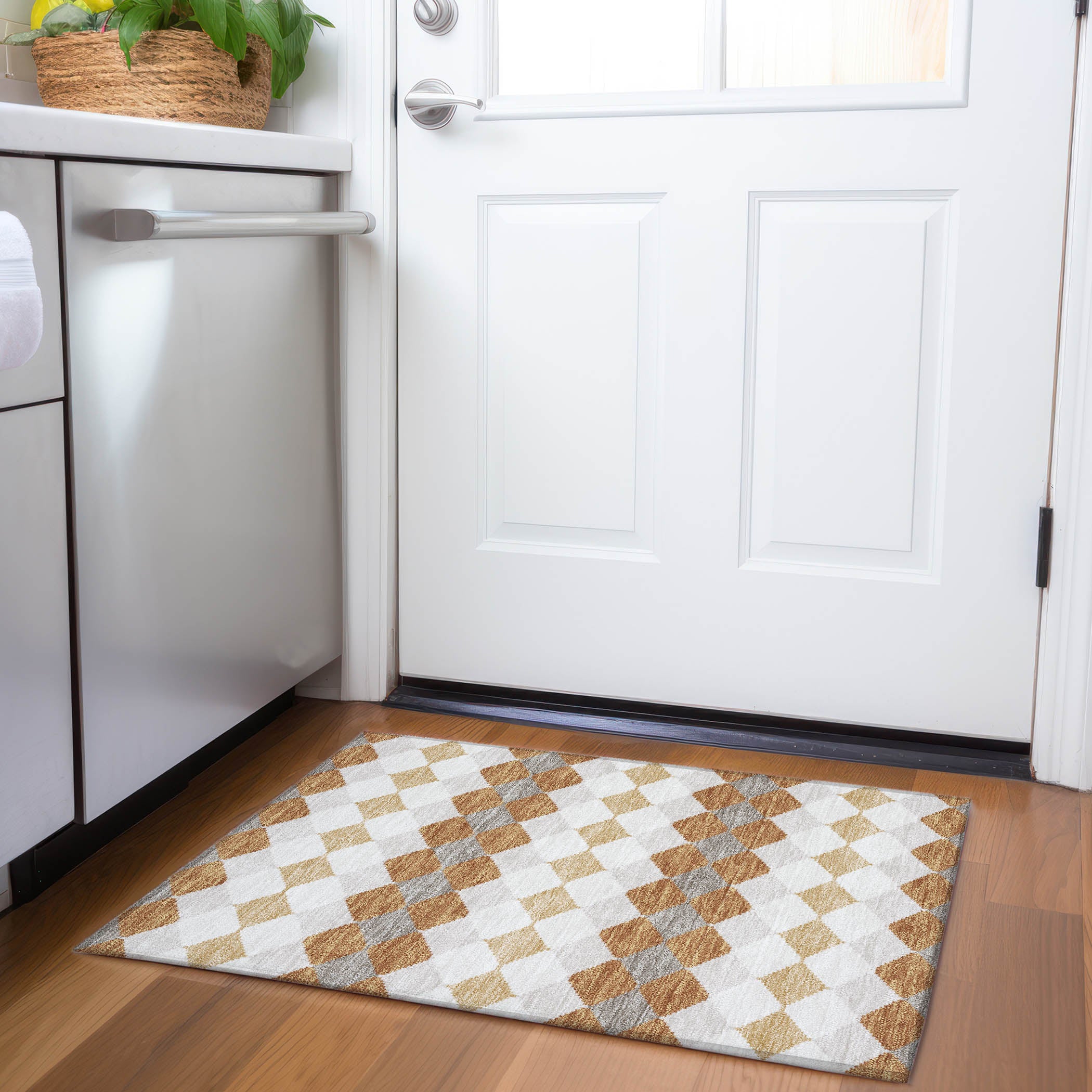 Colombo Machine Washable Transitional Copper Orange Rug 1'8" x 2'6" #shape_Rectangle