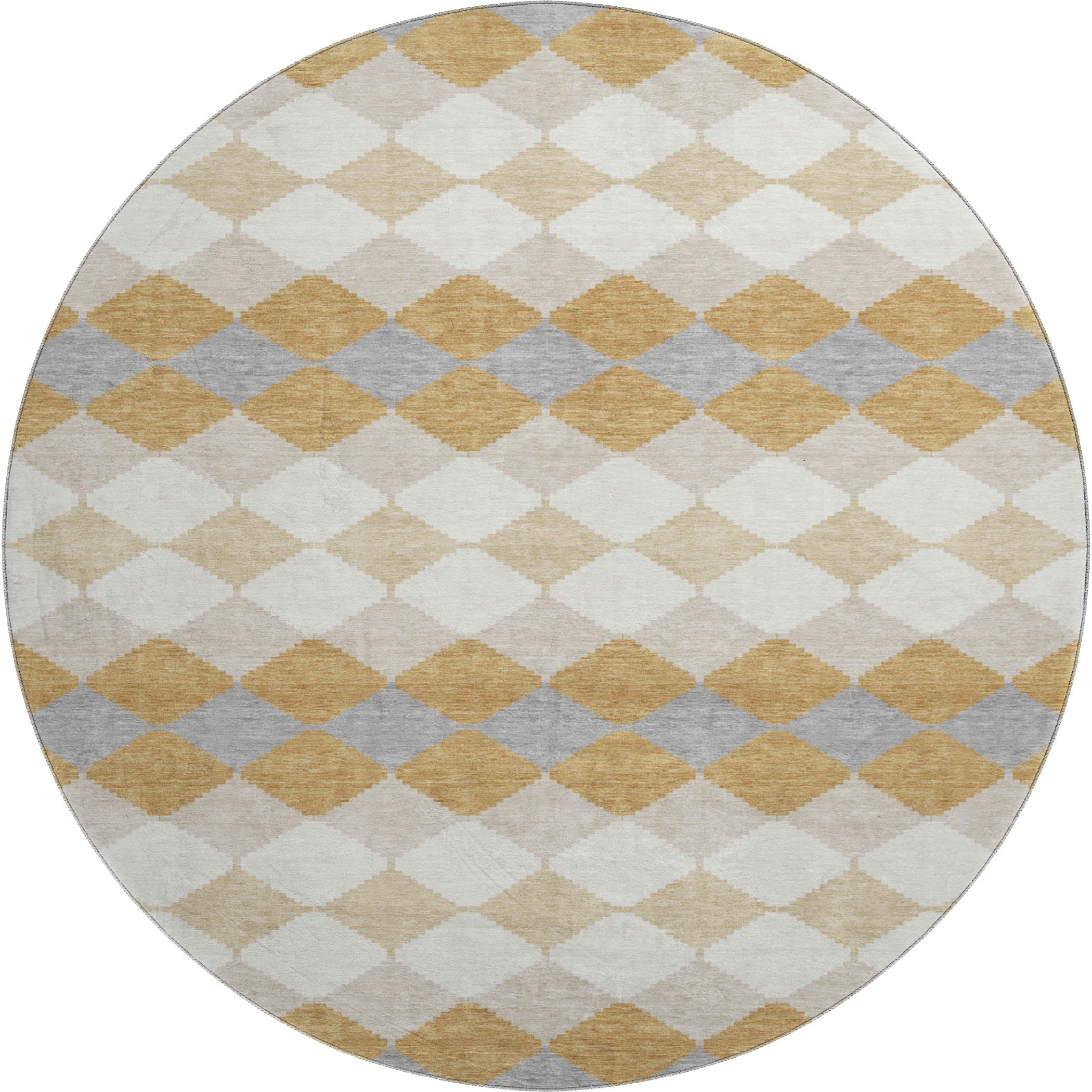 Colombo Machine Washable Transitional Gold Rug 8' x 8' #shape_Round