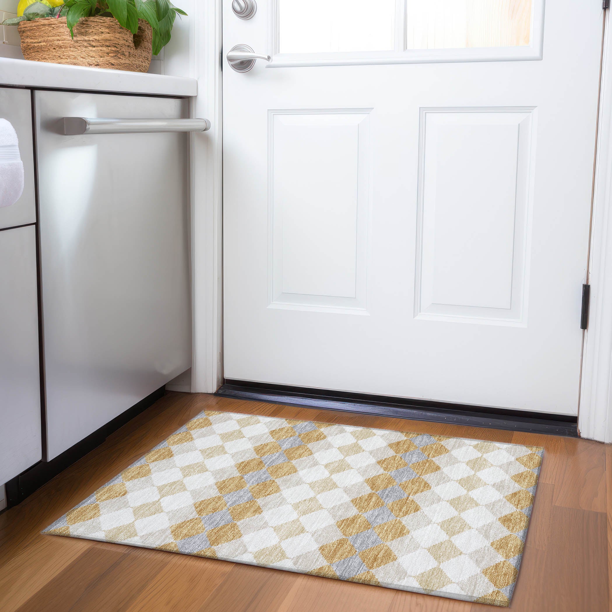 Colombo Machine Washable Transitional Gold Rug 1'8" x 2'6" #shape_Rectangle