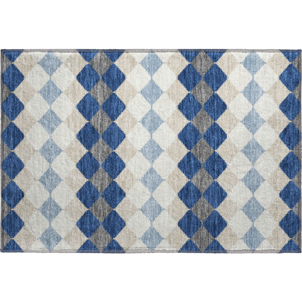 Colombo Machine Washable Transitional Navy Blue Rug 1'8" x 2'6"