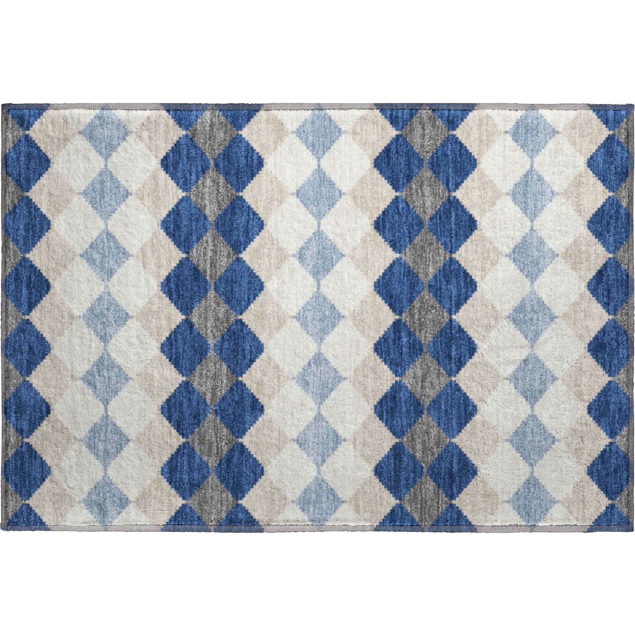 Colombo Machine Washable Transitional Navy Blue Rug 1'8" x 2'6" #shape_Rectangle