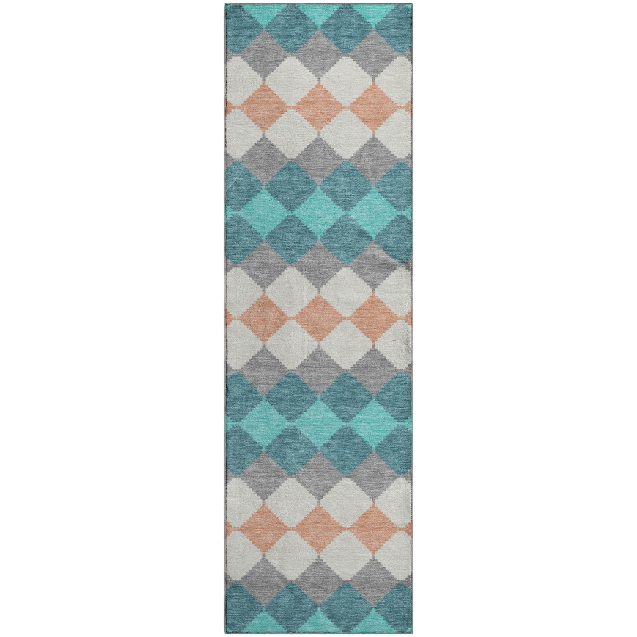 Colombo Machine Washable Transitional Teal Rug 2'3" x 7'6" #shape_Runner