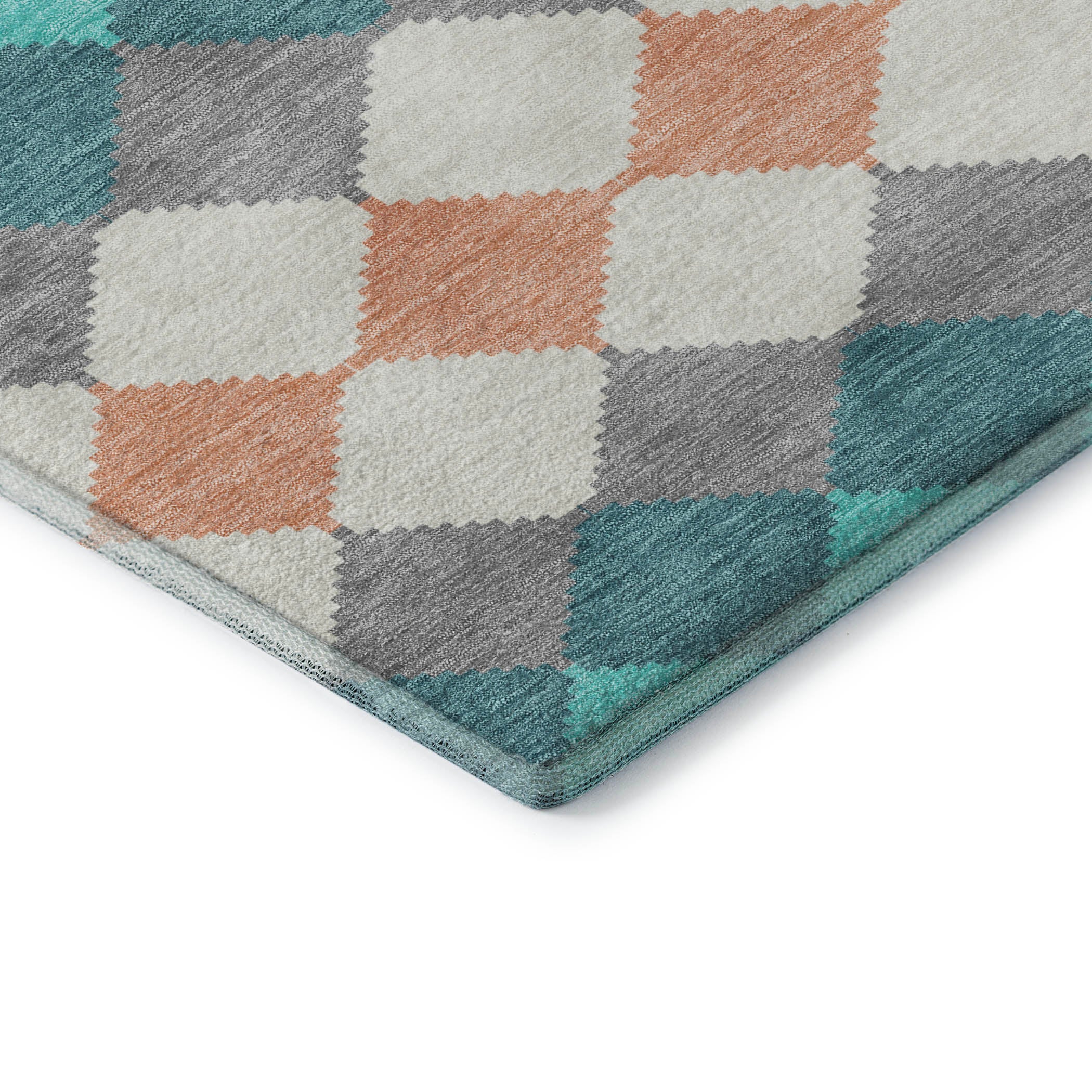 Colombo Machine Washable Transitional Teal Rug 1'8" x 2'6" #shape_Rectangle