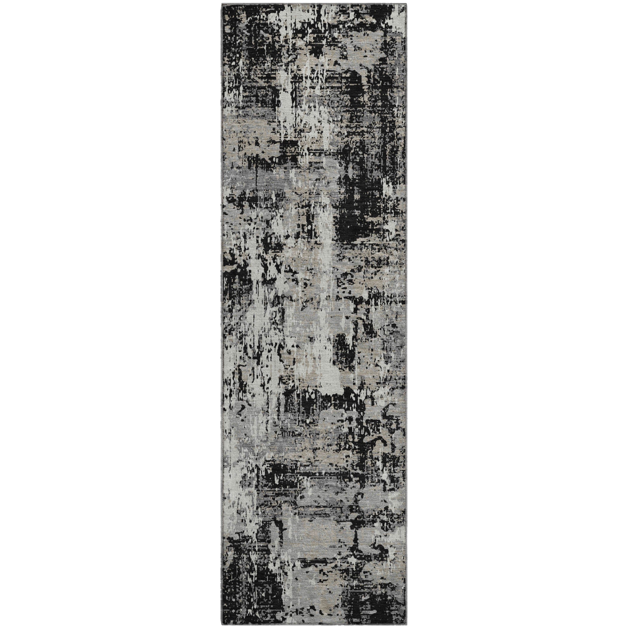 Athens Machine Washable Transitional Black Rug 2'3" x 7'6" #shape_Runner