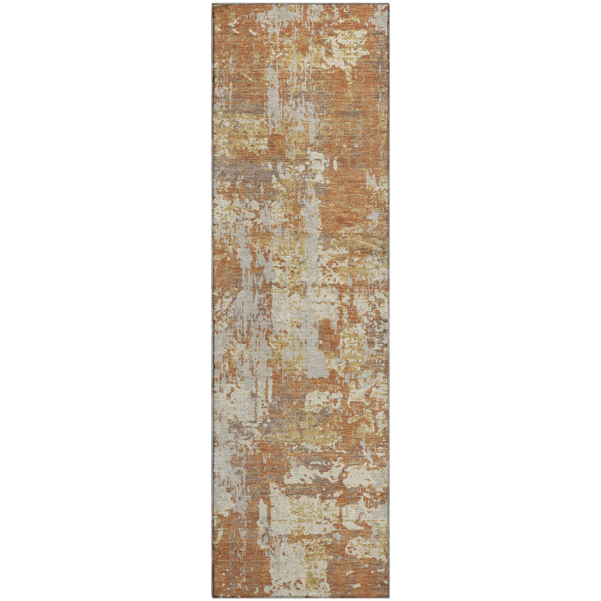 Athens Machine Washable Transitional Copper Orange Rug 2'3" x 7'6" #shape_Runner