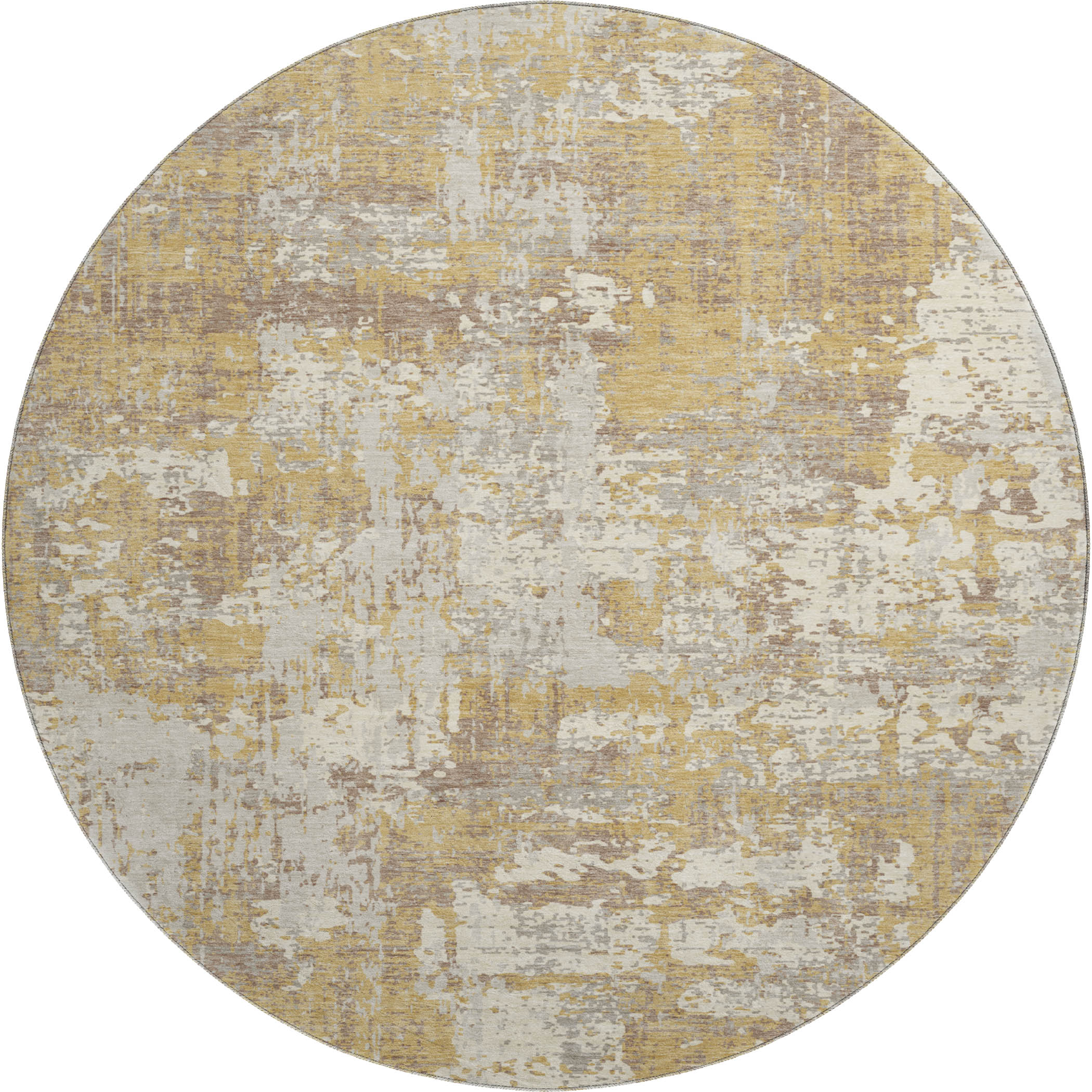 Athens Machine Washable Transitional Gold Rug 8' x 8' #shape_Round