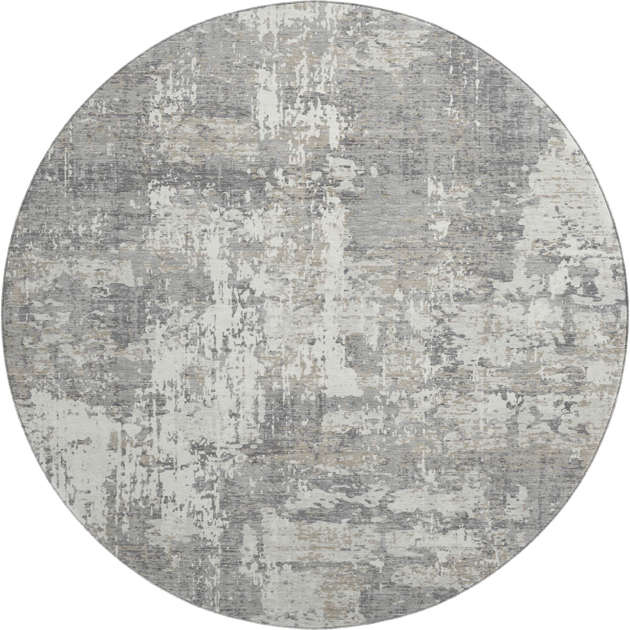 Athens Machine Washable Transitional Gray Rug 8' x 8' #shape_Round