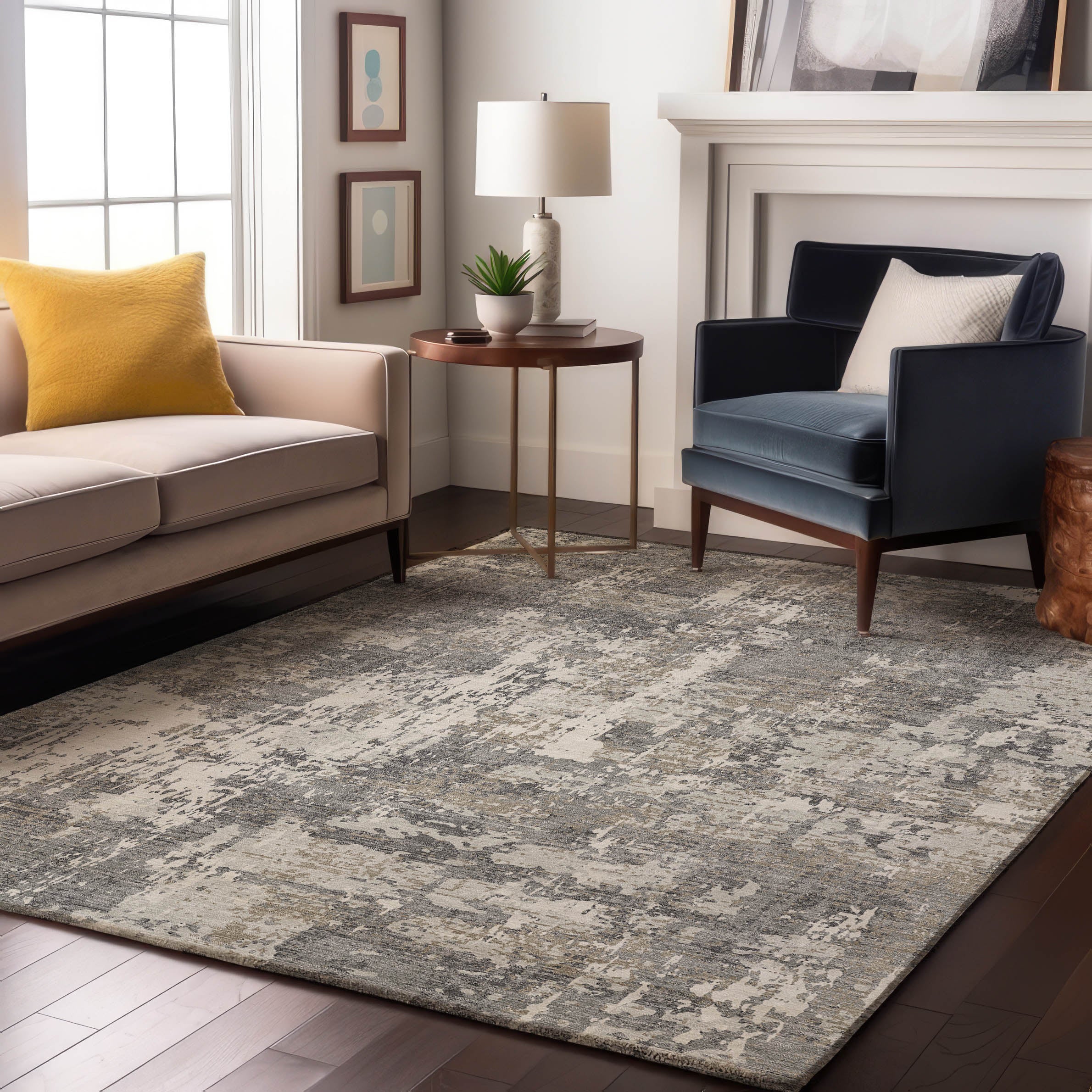 Athens Machine Washable Transitional Gray Rug 2'6" x 3'10" #shape_Rectangle