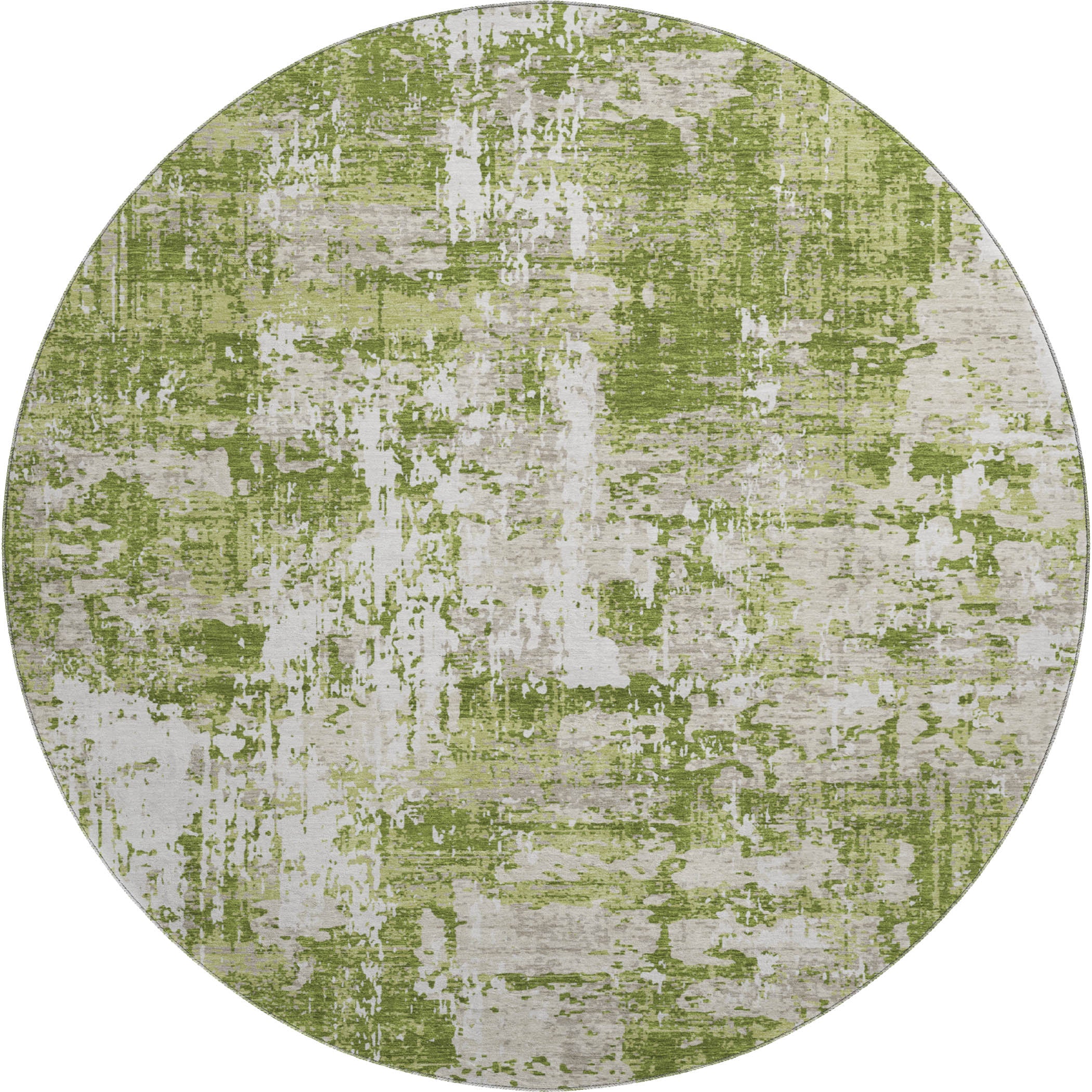 Athens Machine Washable Transitional Green Rug 8' x 8' #shape_Round