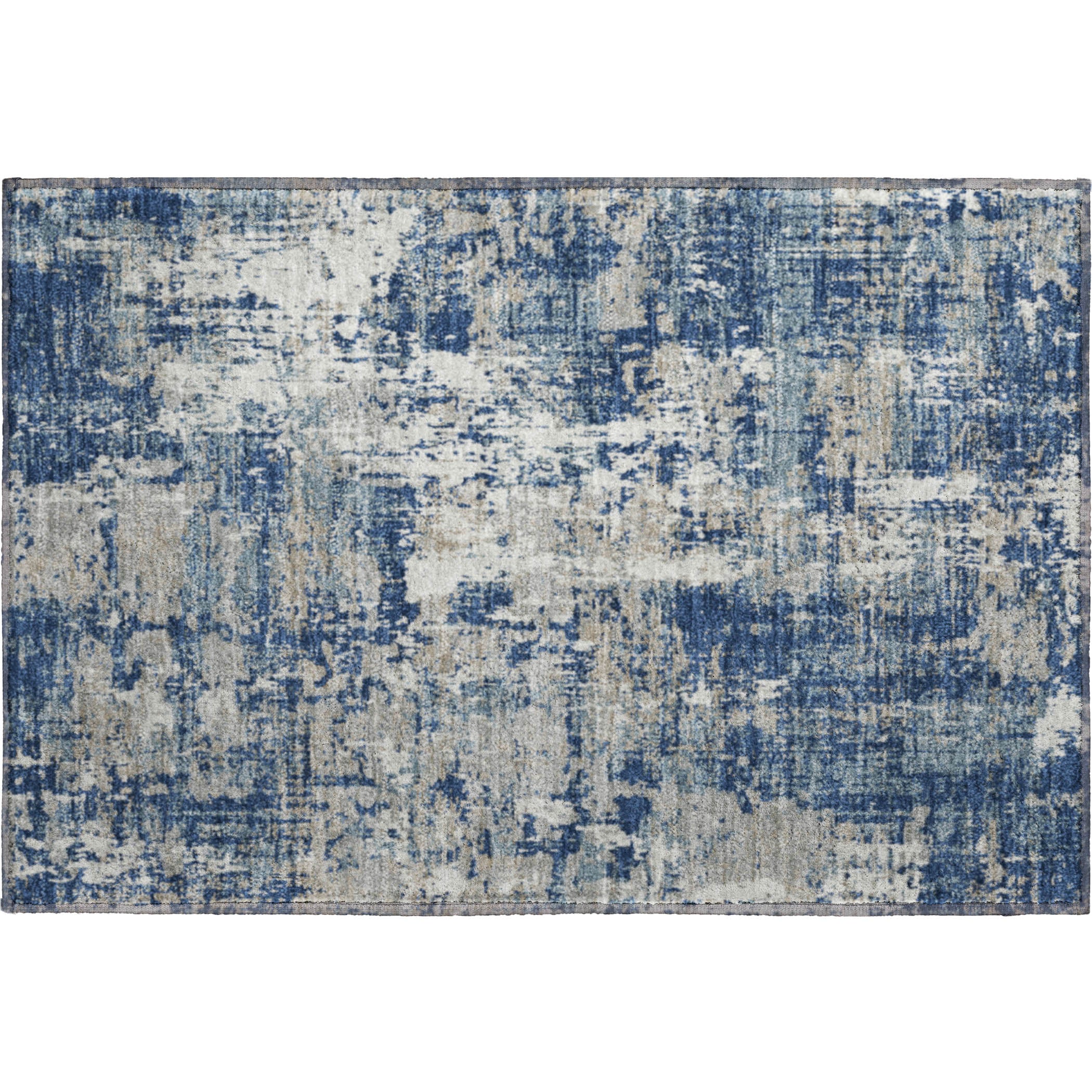 Athens Machine Washable Transitional Navy Blue Rug 1'8" x 2'6" #shape_Rectangle