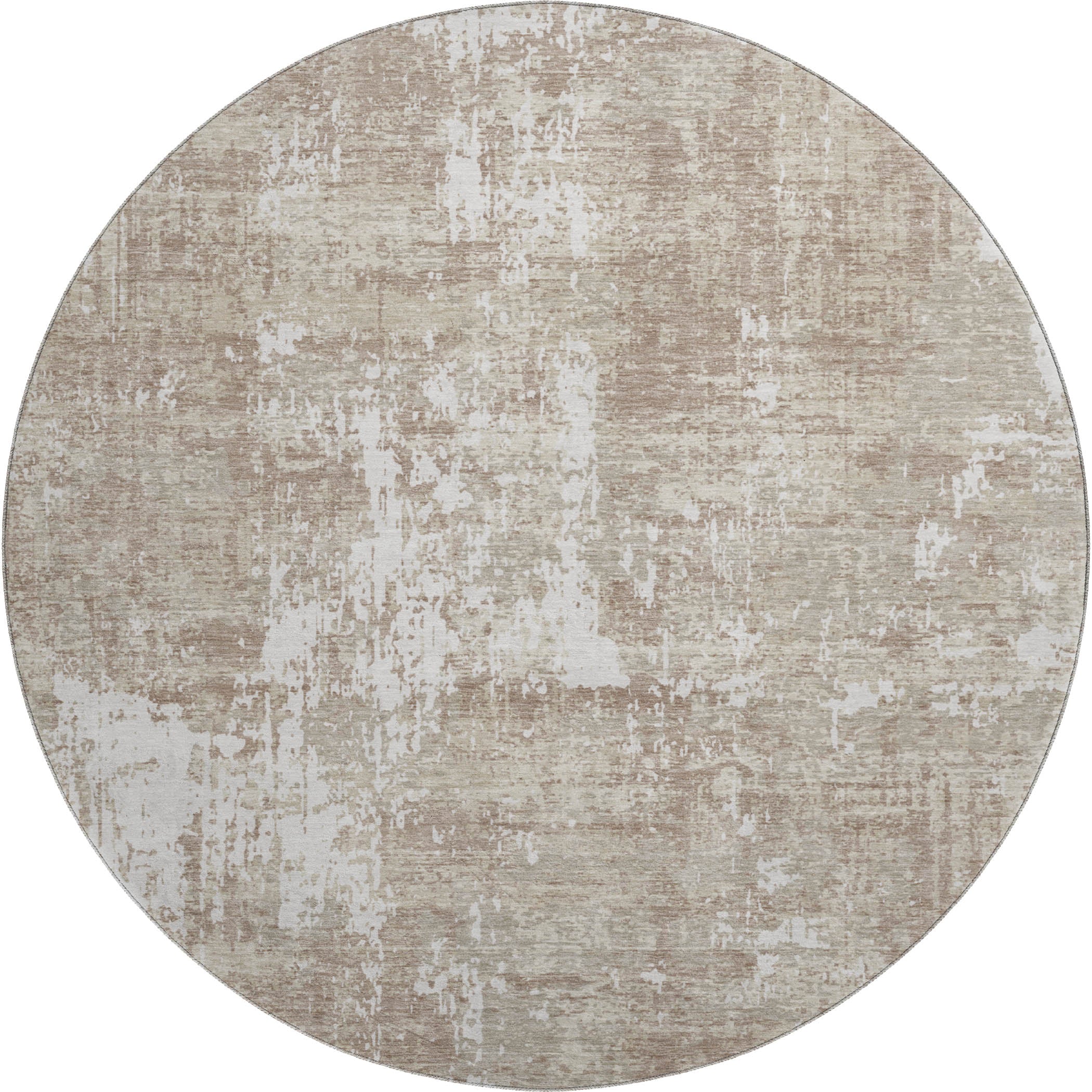 Athens Machine Washable Transitional Taupe Brown Rug 8' x 8' #shape_Round