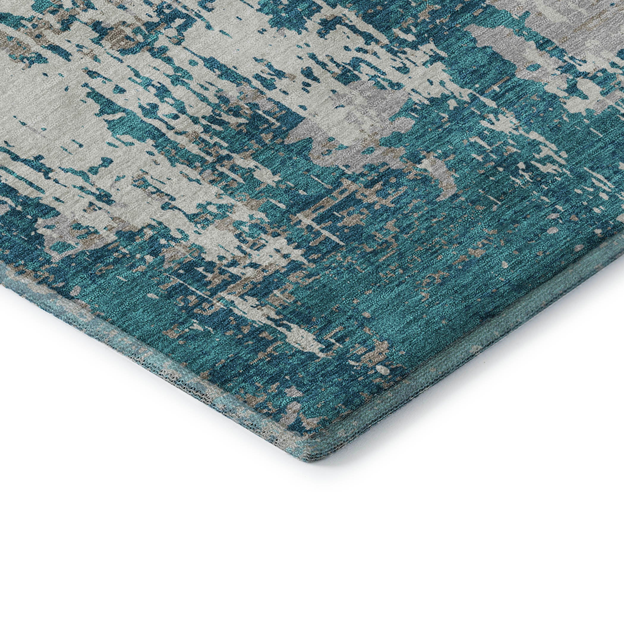 Athens Machine Washable Transitional Teal Rug 1'8" x 2'6" #shape_Rectangle