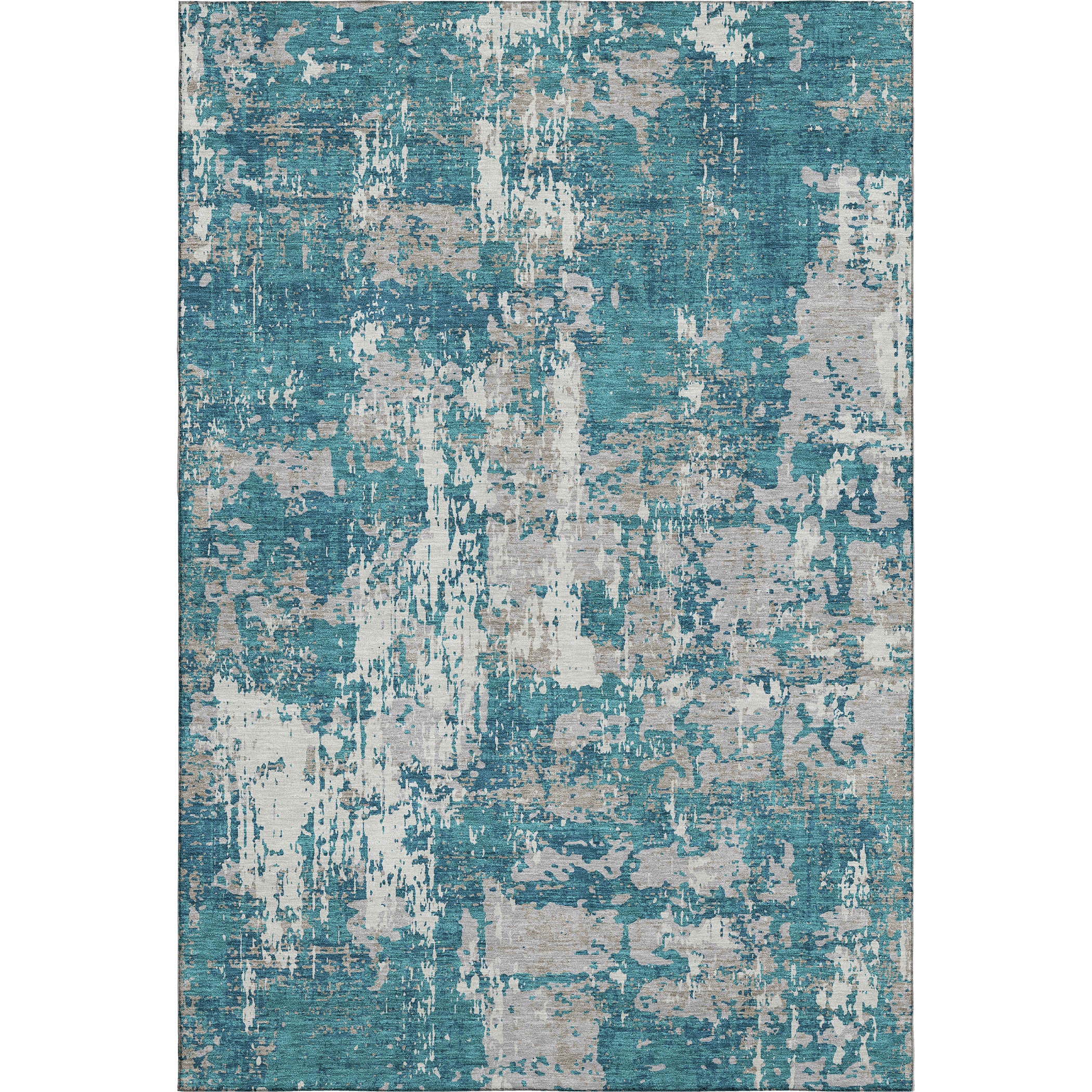 Athens Machine Washable Transitional Teal Rug 2'6" x 3'10" #shape_Rectangle