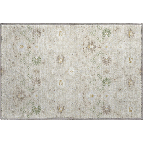 Colombo Machine Washable Traditional Beige Brown Rug 1'8" x 2'6"