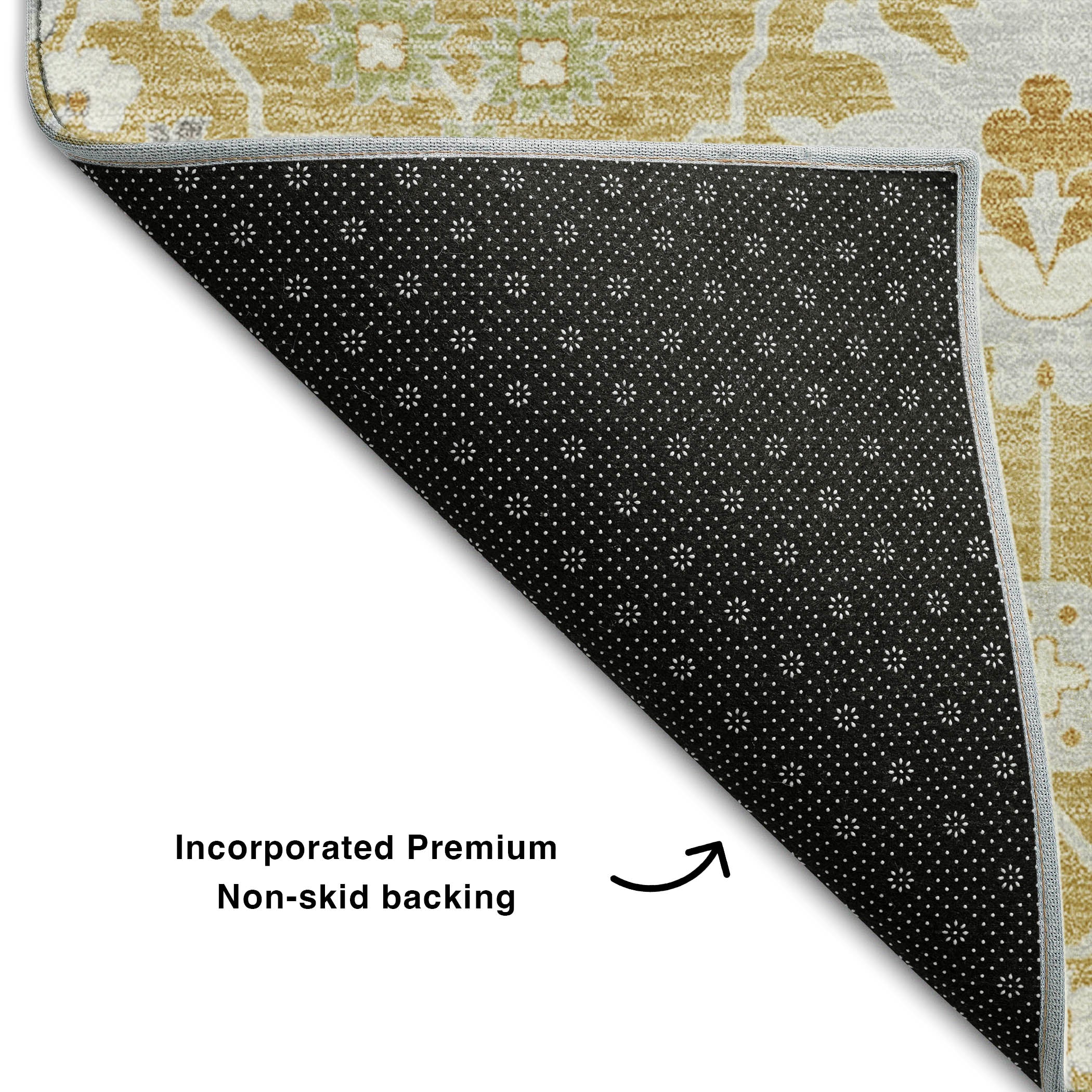Colombo Machine Washable Traditional Gold Rug 1'8" x 2'6" #shape_Rectangle