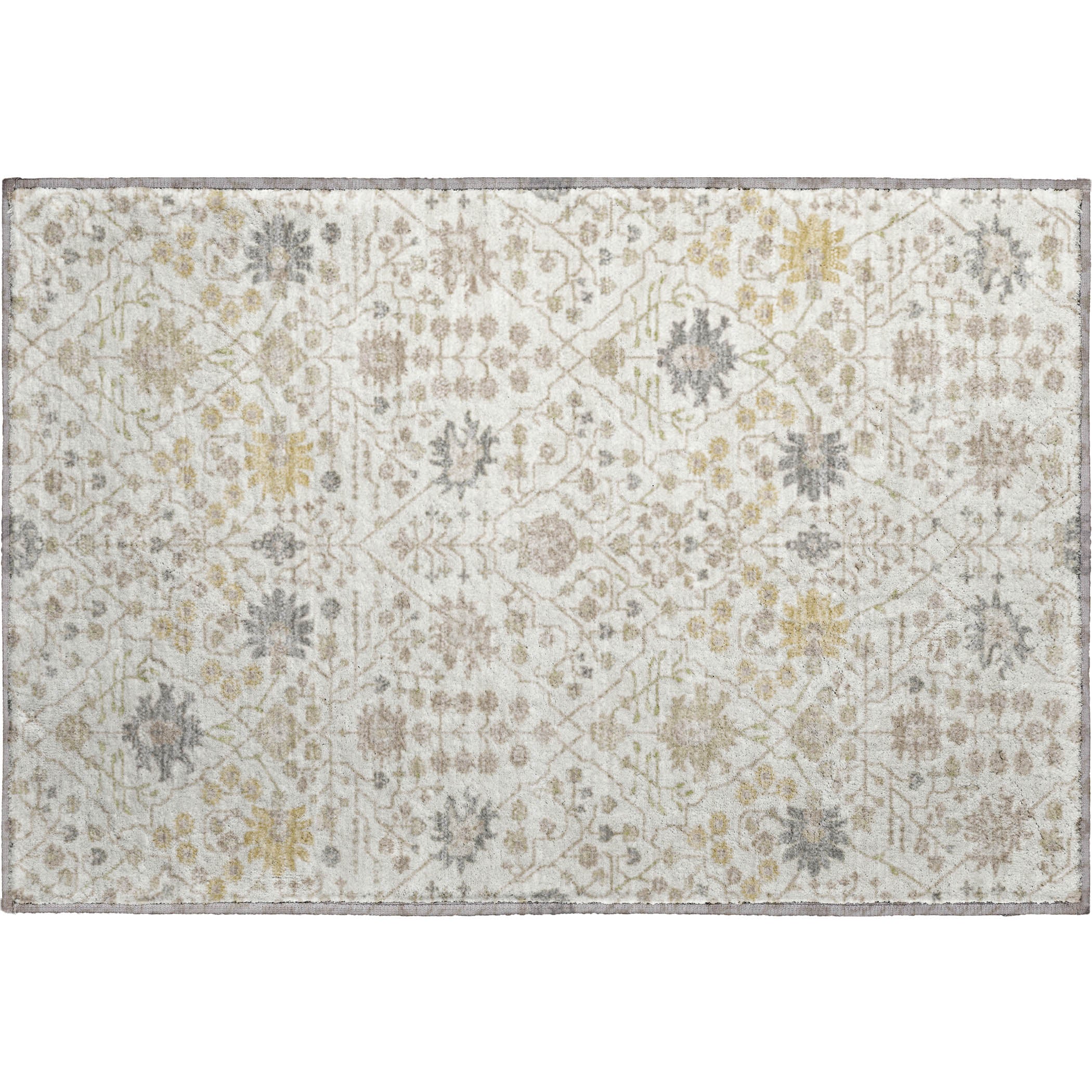 Colombo Machine Washable Traditional Ivory Rug 1'8" x 2'6" #shape_Rectangle