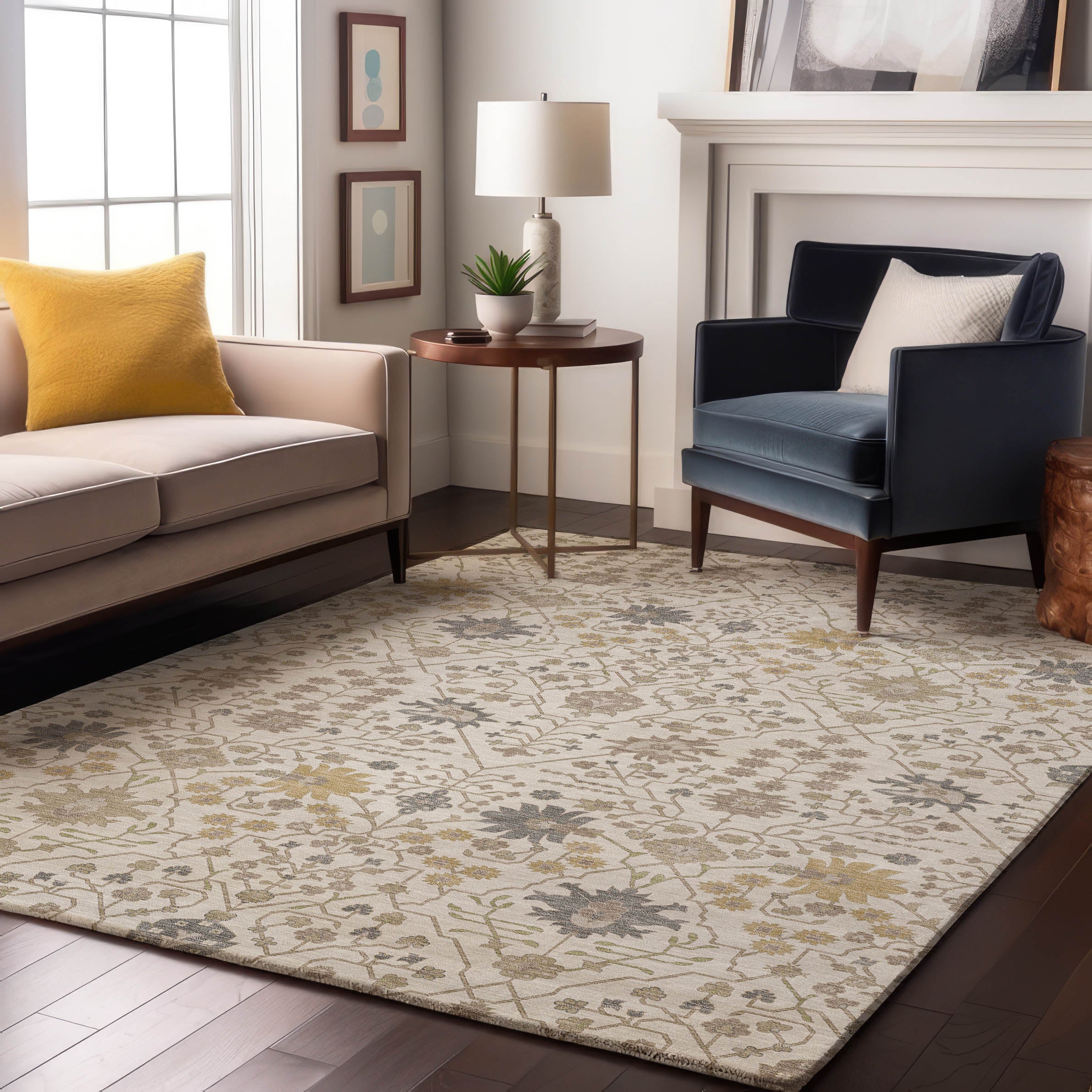 Colombo Machine Washable Traditional Ivory Rug 2'6" x 3'10" #shape_Rectangle