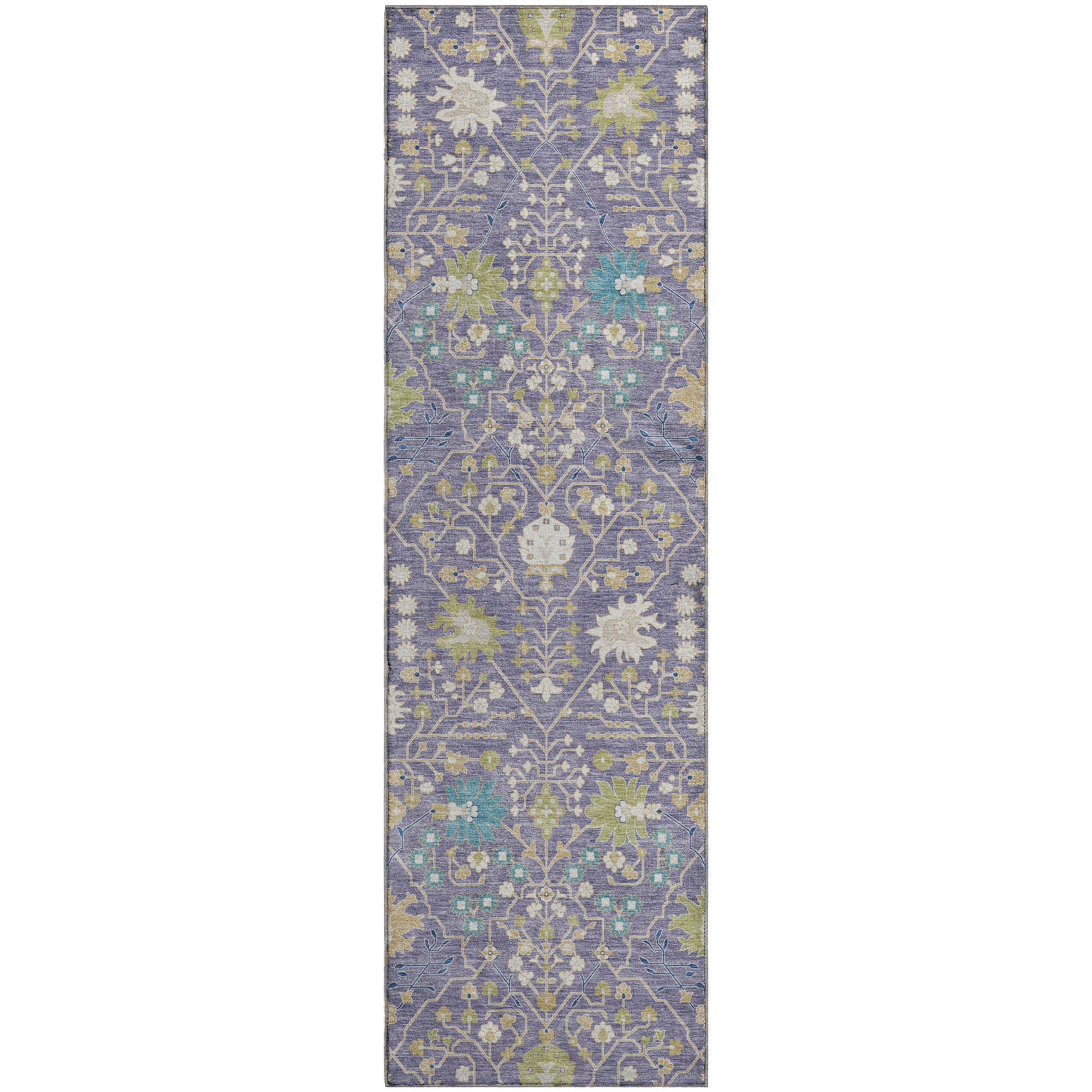 Colombo Machine Washable Traditional Lavender Purple Rug 2'3" x 7'6" #shape_Runner