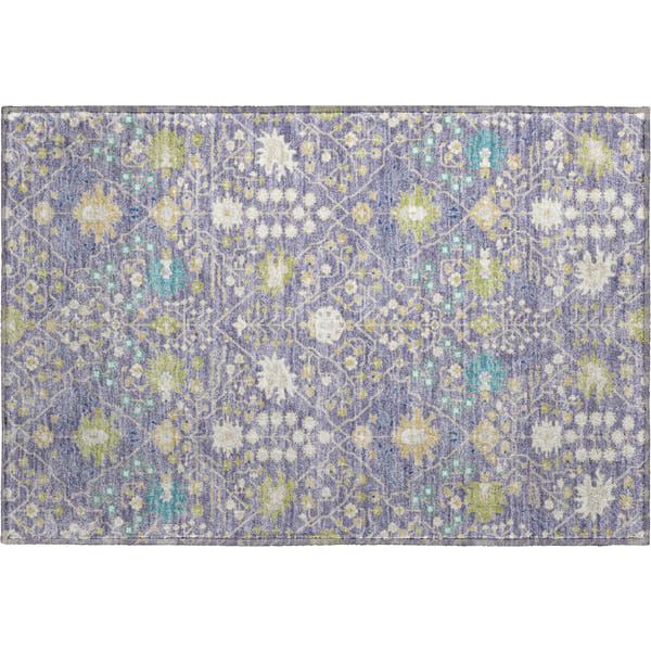 Colombo Machine Washable Traditional Lavender Purple Rug 1'8" x 2'6"
