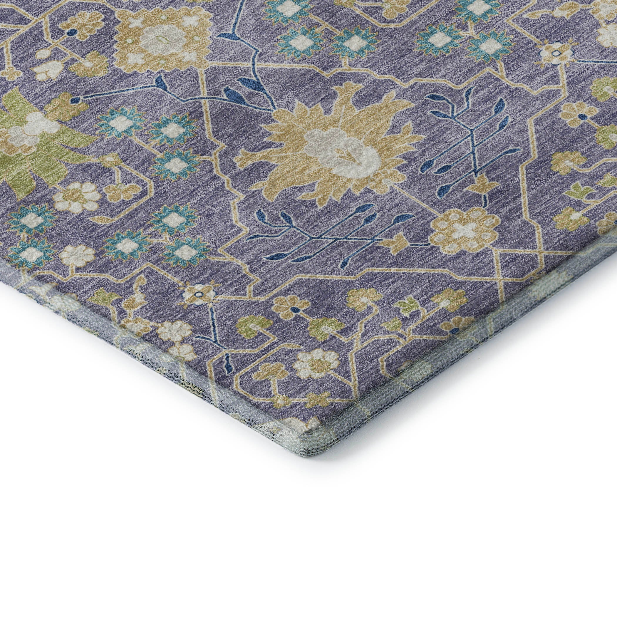 Colombo Machine Washable Traditional Lavender Purple Rug 1'8" x 2'6" #shape_Rectangle