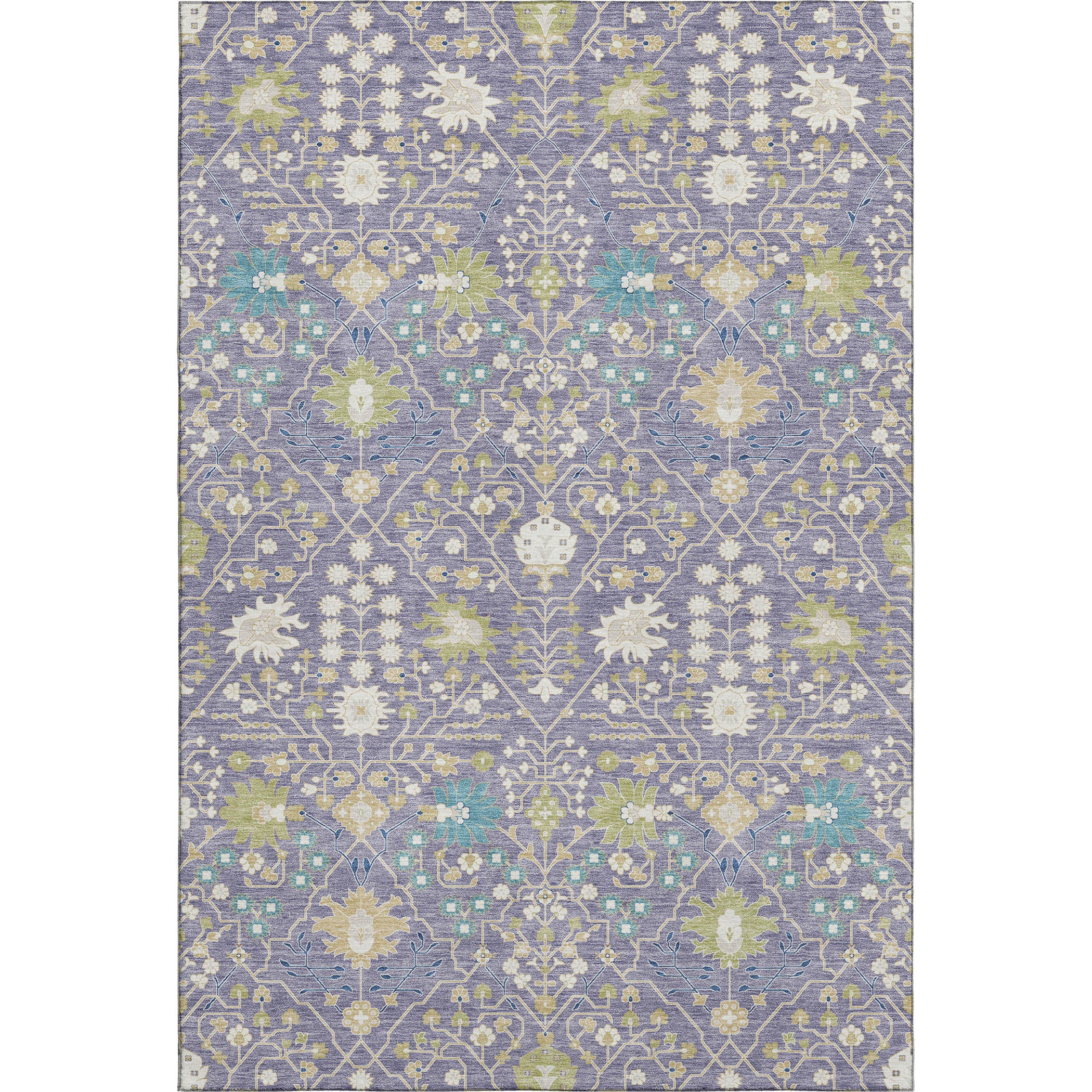 Colombo Machine Washable Traditional Lavender Purple Rug 2'6" x 3'10" #shape_Rectangle