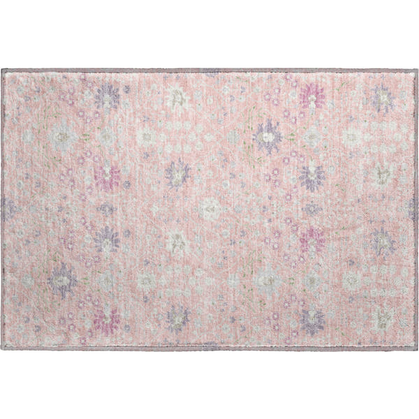 Colombo Machine Washable Traditional Pink Rug 1'8" x 2'6"