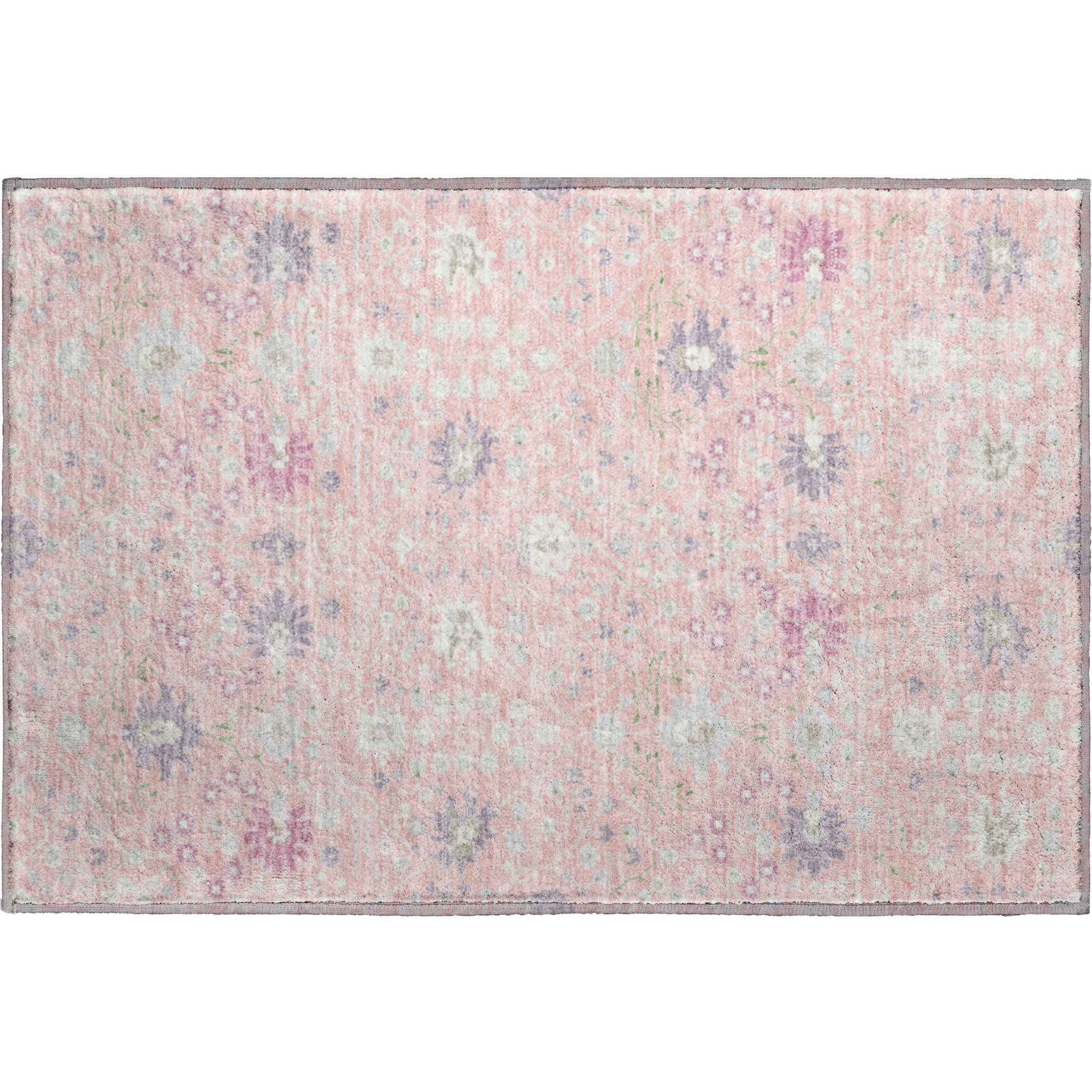 Colombo Machine Washable Traditional Pink Rug 1'8" x 2'6" #shape_Rectangle
