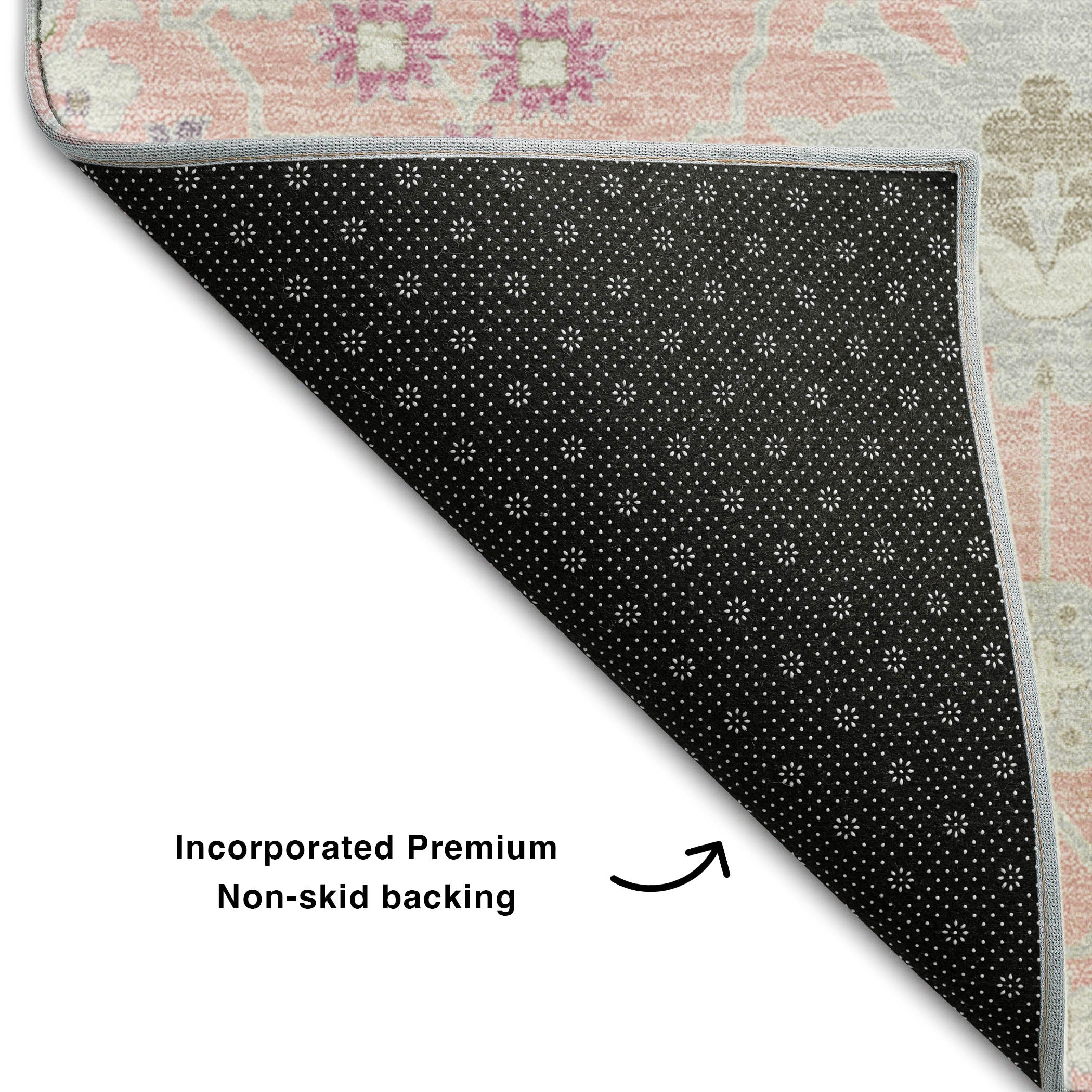 Colombo Machine Washable Traditional Pink Rug 1'8" x 2'6" #shape_Rectangle