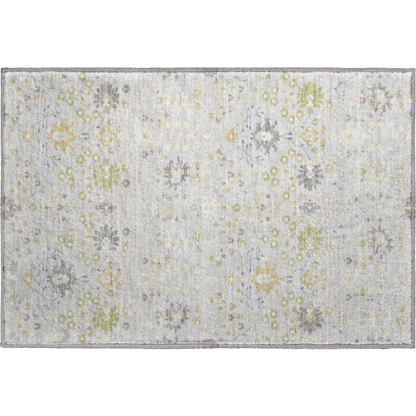 Colombo Machine Washable Traditional Silver Gray Rug 1'8" x 2'6"