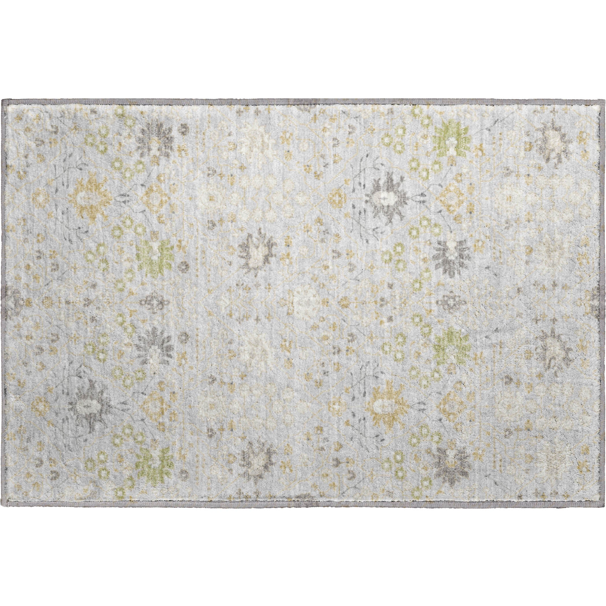Colombo Machine Washable Traditional Silver Gray Rug 1'8" x 2'6" #shape_Rectangle