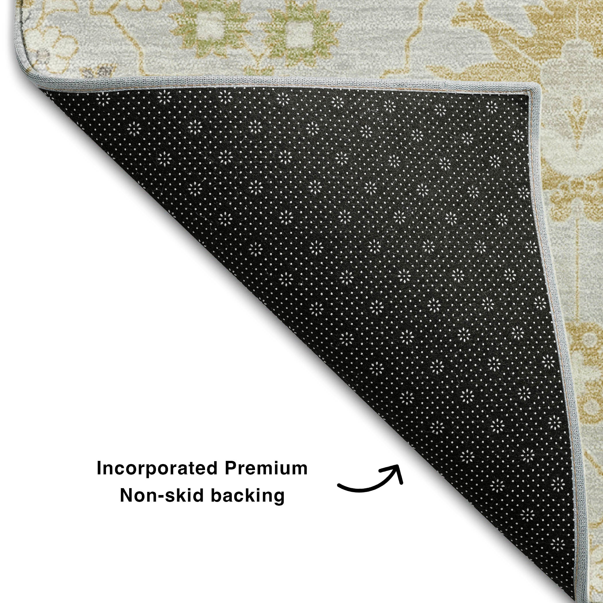 Colombo Machine Washable Traditional Silver Gray Rug 1'8" x 2'6" #shape_Rectangle