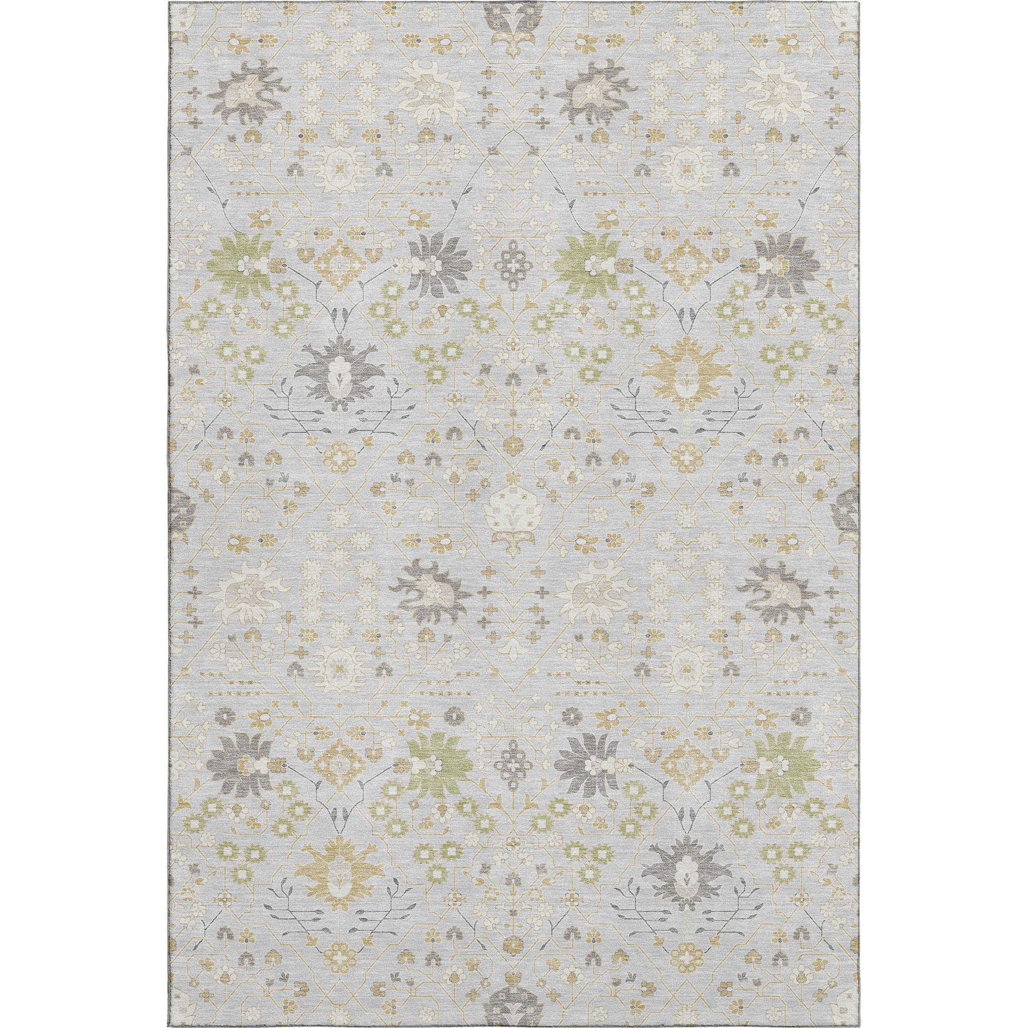 Colombo Machine Washable Traditional Silver Gray Rug 2'6" x 3'10" #shape_Rectangle