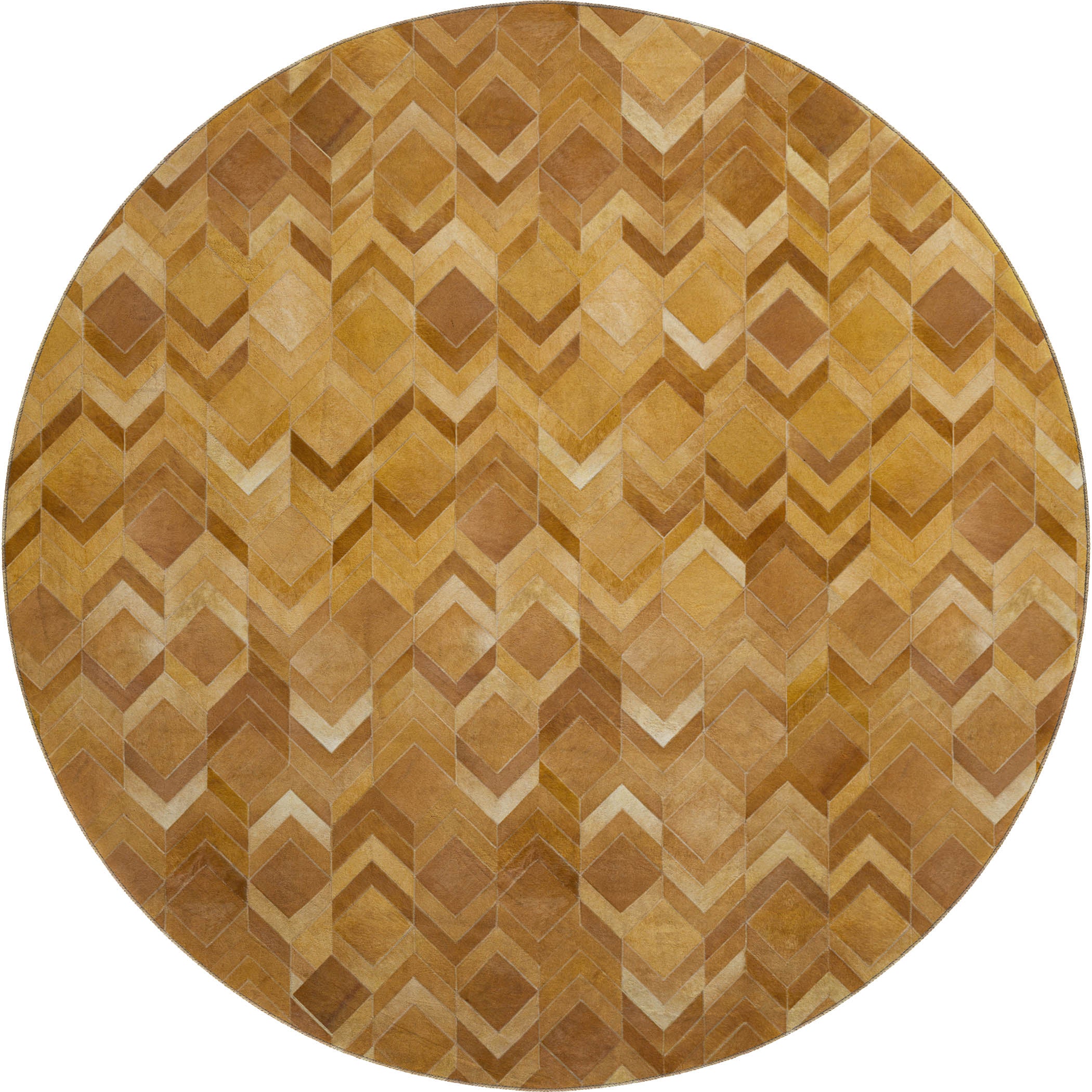 Vienna Machine Washable Cowhide Brown Browns Rug 8' x 8' #shape_Round