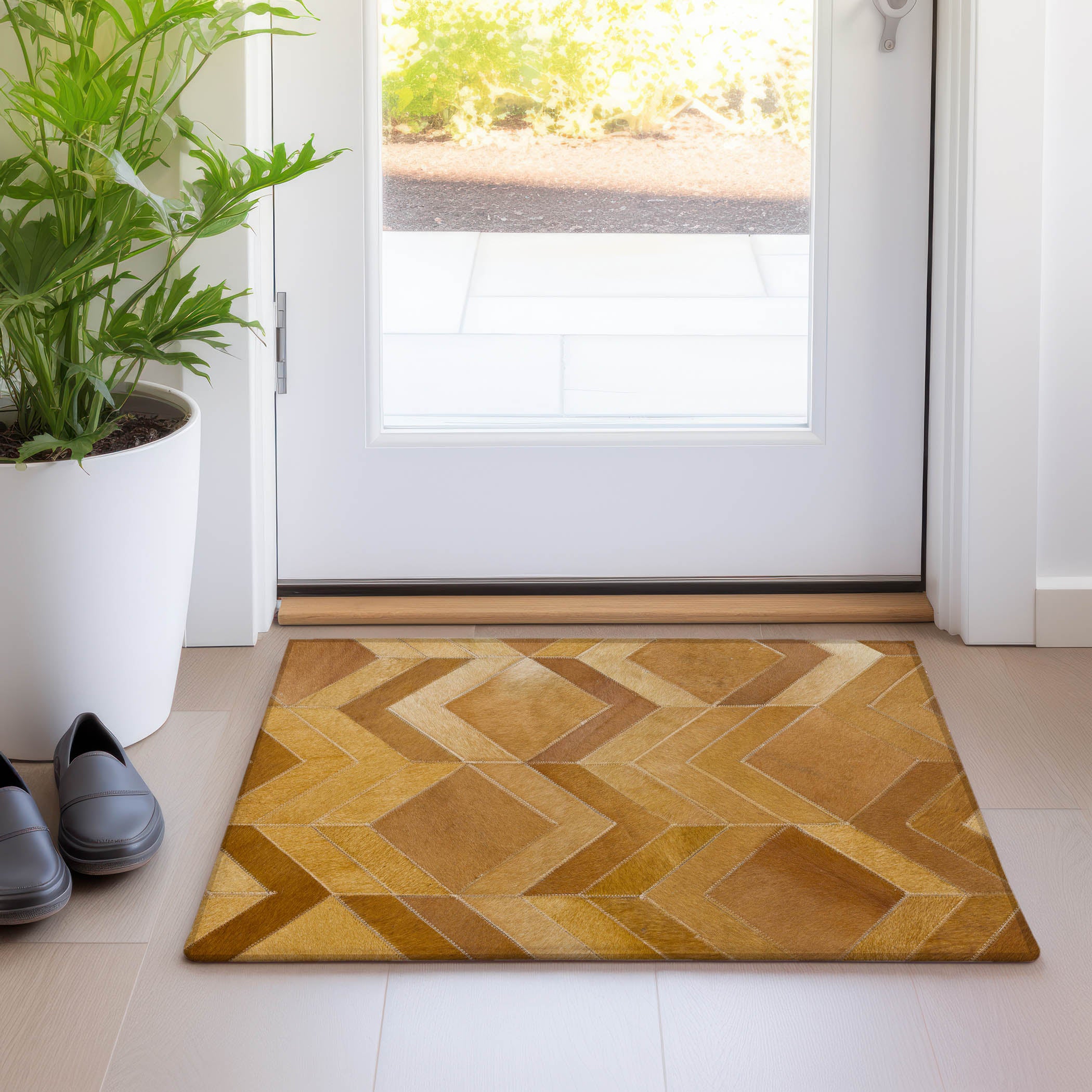 Vienna Machine Washable Cowhide Brown Browns Rug 1'8" x 2'6" #shape_Rectangle