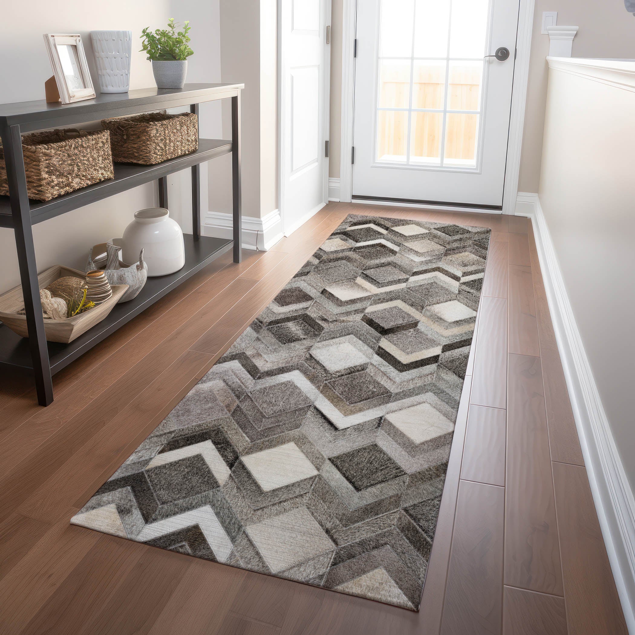 Vienna Machine Washable Cowhide Gray Rug 2'3" x 7'6" #shape_Runner