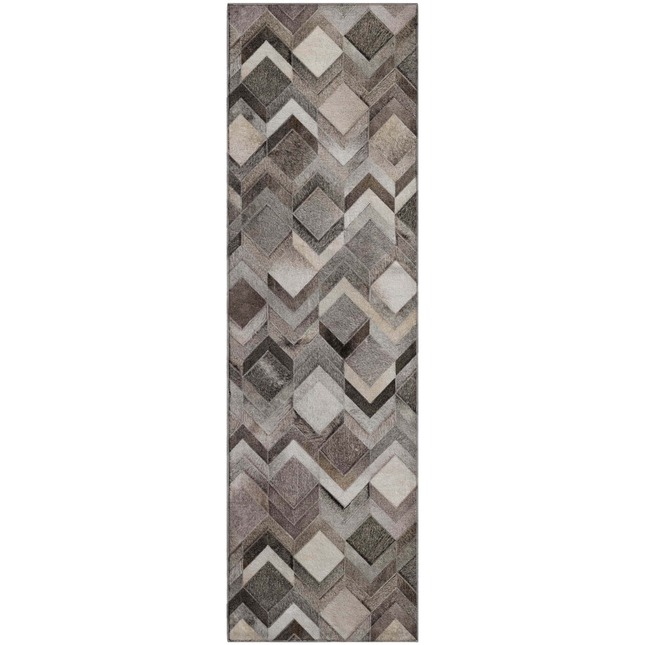 Vienna Machine Washable Cowhide Gray Rug 2'3" x 7'6" #shape_Runner