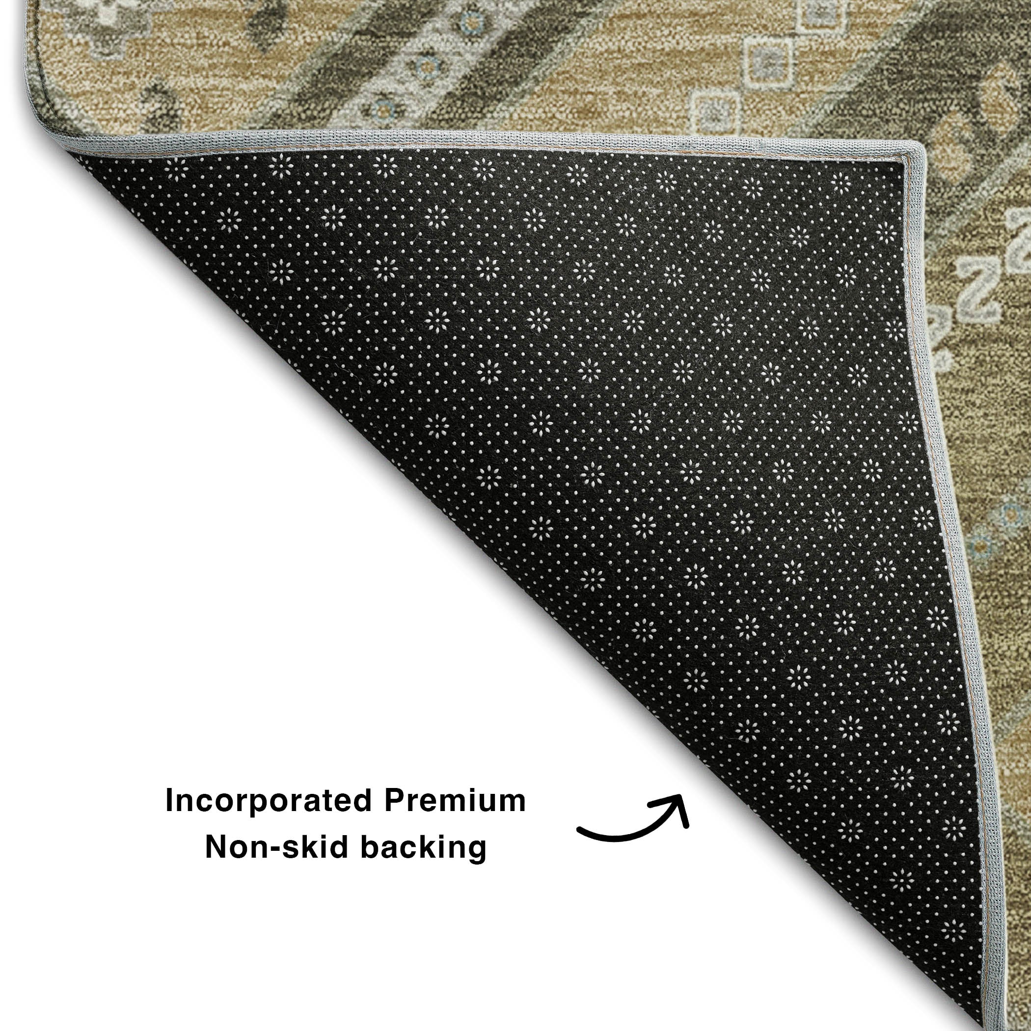 Ghent Machine Washable Transitional Beige Brown Rug 1'8" x 2'6" #shape_Rectangle