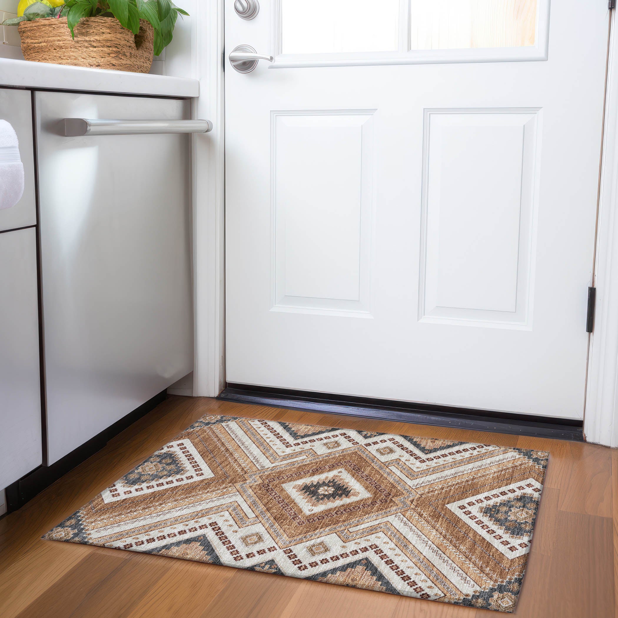 Ghent Machine Washable Transitional Copper Orange Rug 1'8" x 2'6" #shape_Rectangle